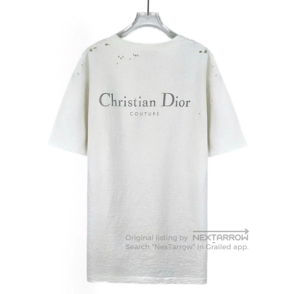 Dior dior white distressed logo t-shirt. Size US M / EU 48-50 / 2 - 2 Thumbnail