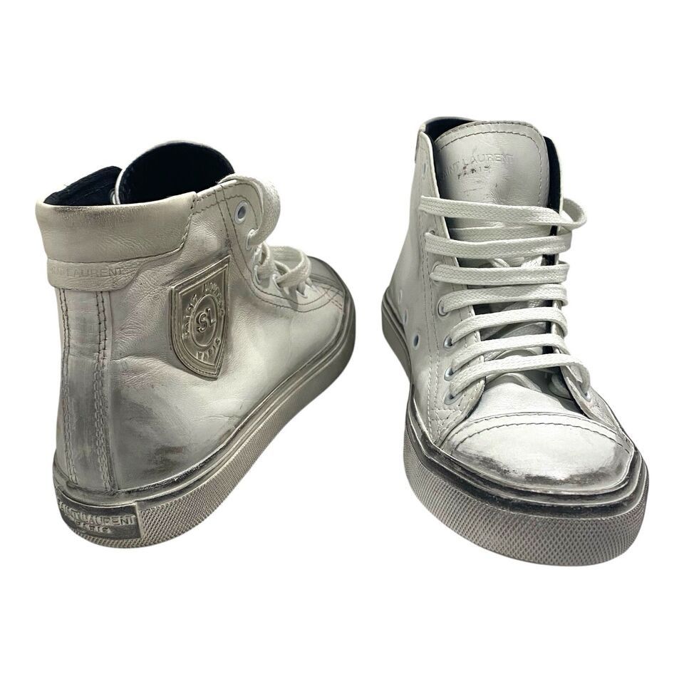Saint Laurent Paris $695 Bedford White Distressed Leather High-Top Sneaker Size US 5 / IT 35 - 7 Thumbnail