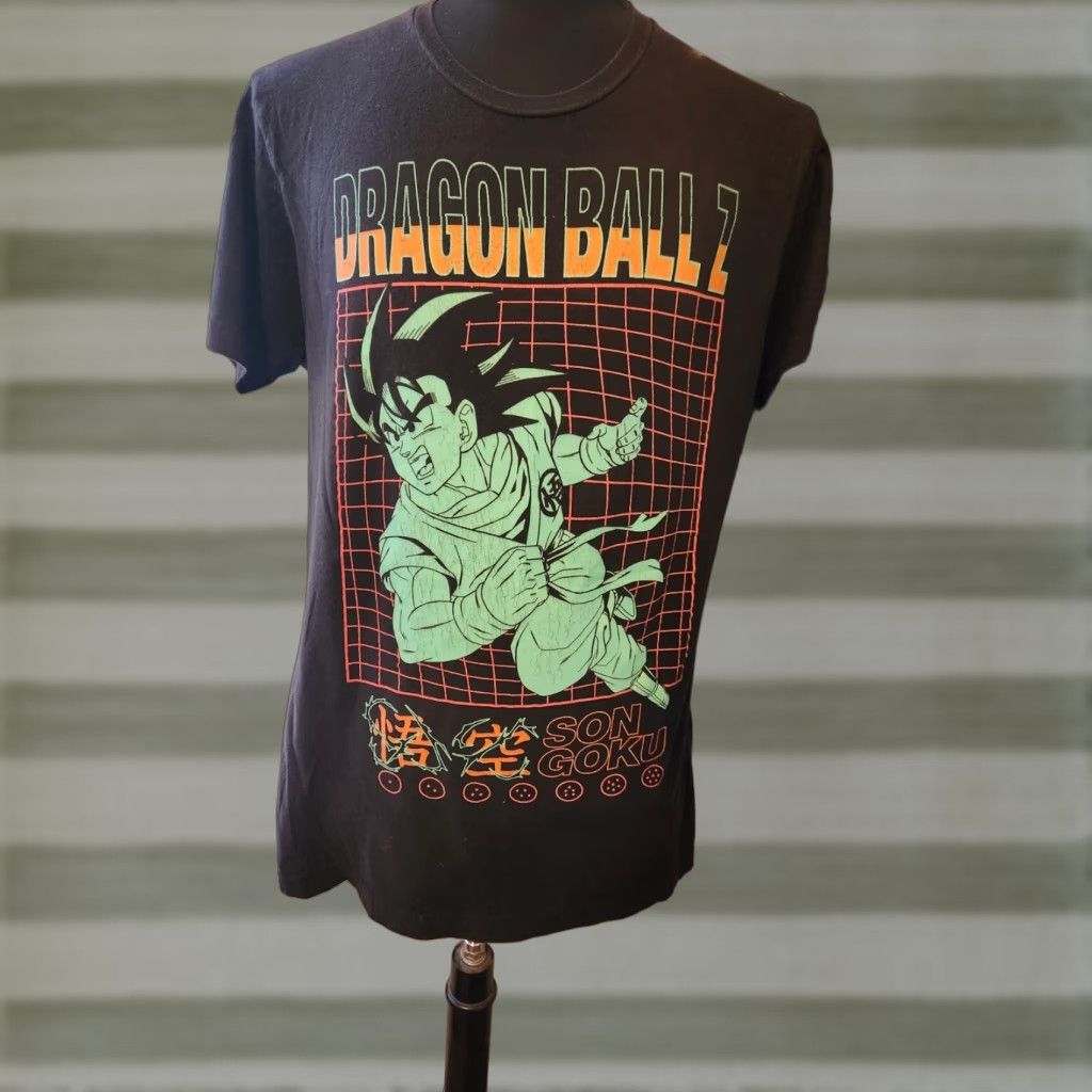Vintage Dragon Ball Z Men's T-Shirt Short Sleeve Crew Neck Black Stone Goku Son Goku Logo Cotton Regular L Size US L / EU 52-54 / 3 - 1 Thumbnail