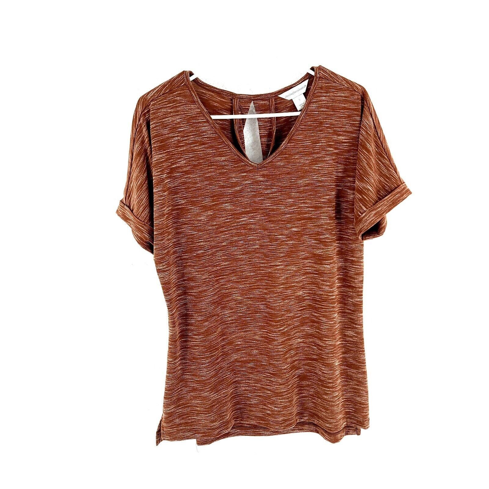 Vintage Christopher & Banks Brown V-Neck T-Shirt Hallow Back Small Size S / US 4 / IT 40 - 1 Thumbnail