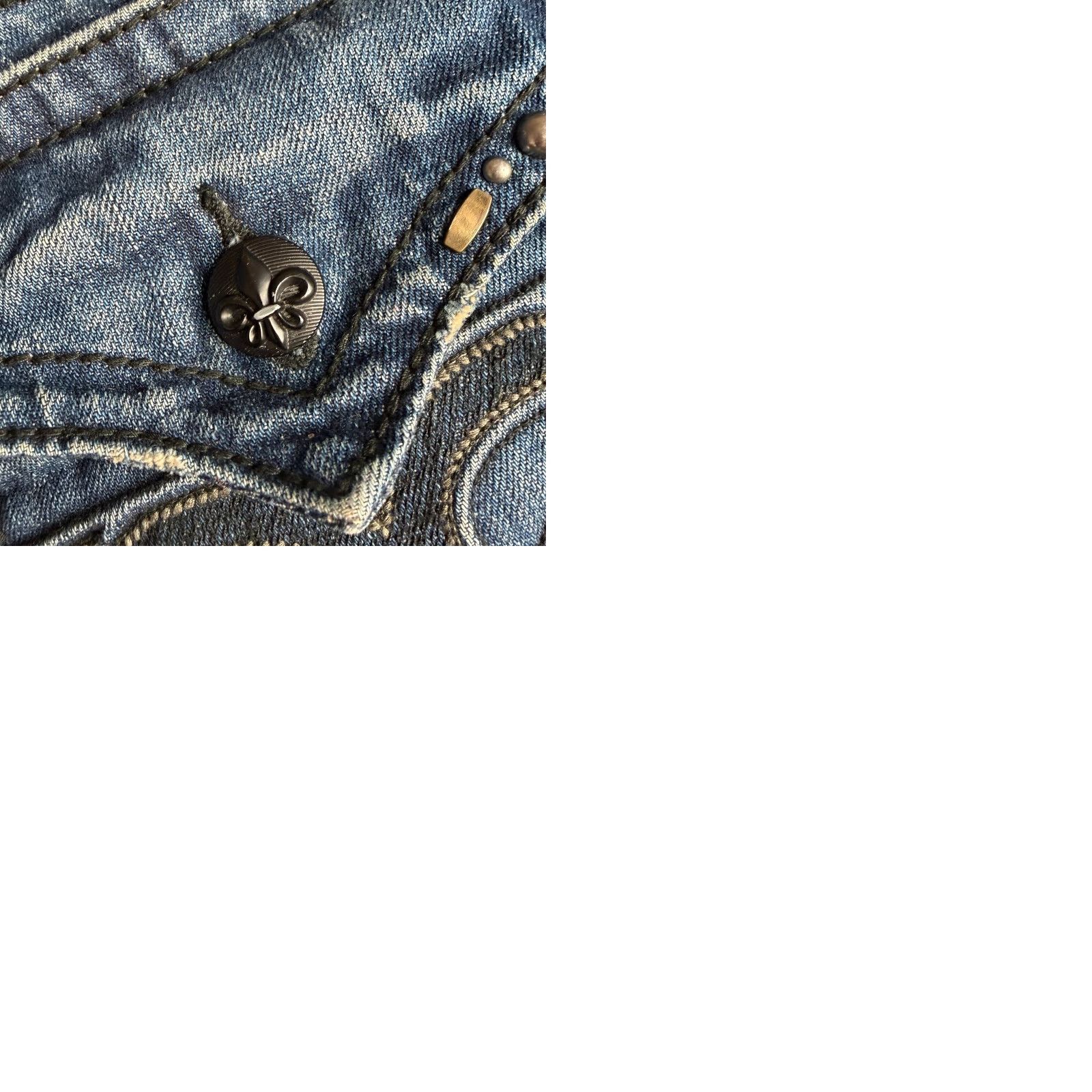 Vintage Rock Revival Jeans Mens 38 x 32 Blue Distressed 100% Cotton Jax Denim 5-Pocket Straight Inseam 32.0 Size US 38 / EU 54 - 9 Thumbnail