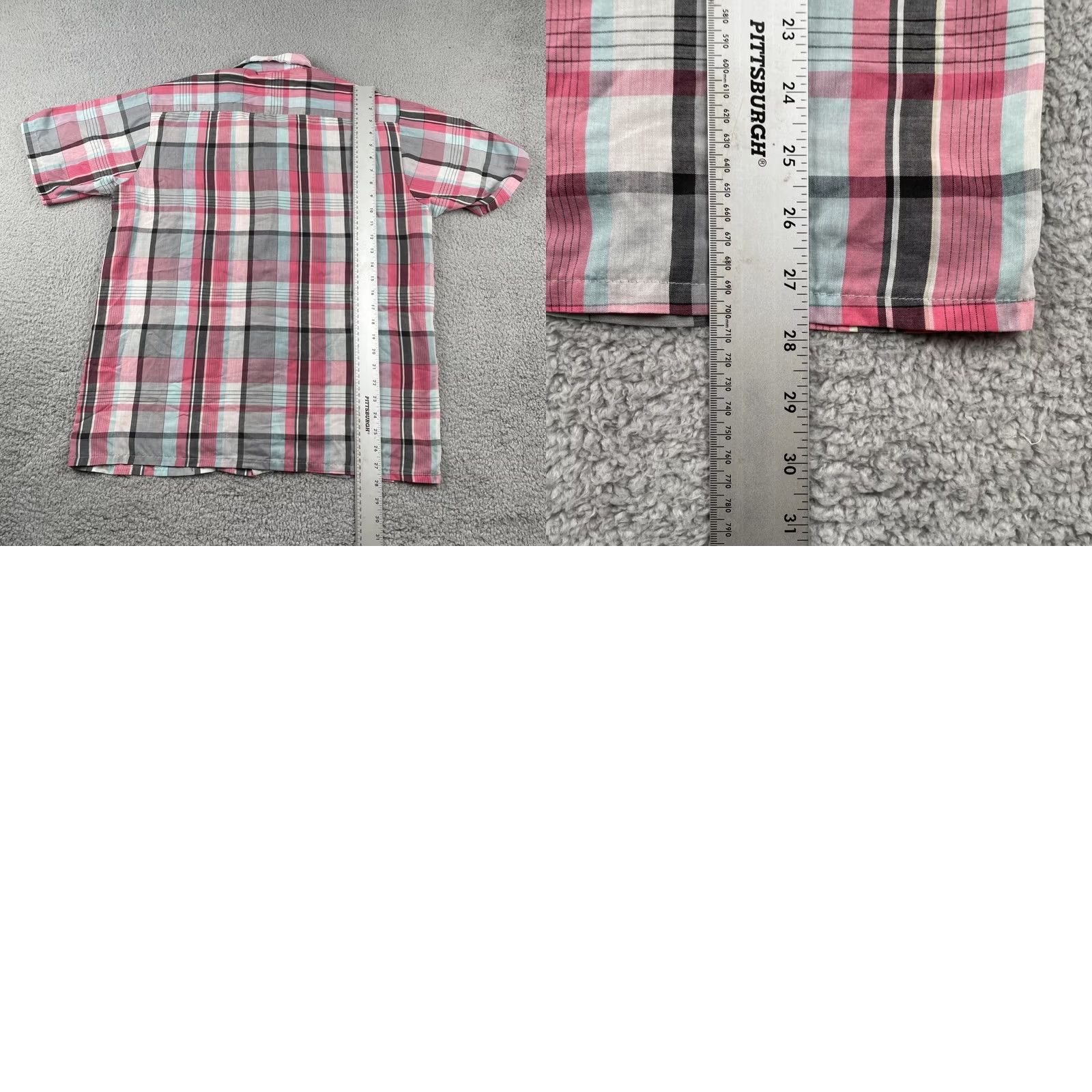 Vintage VINTAGE Golden Key Shirt Button-Up Plaid Short Sleeve Blue Pink USA Mens Large Shirt Size US L / EU 52-54 / 3 - 10 Thumbnail