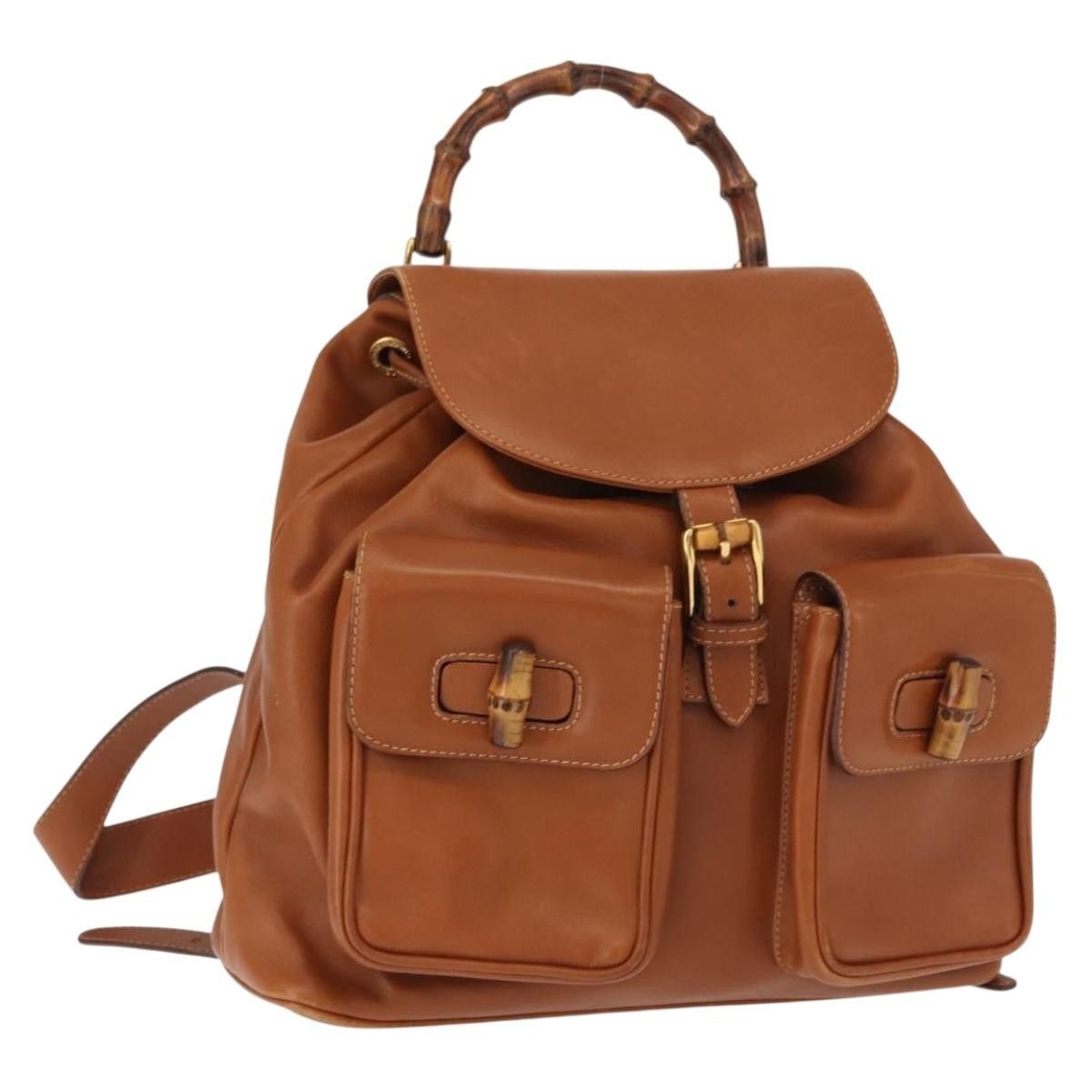 Gucci Gucci Vintage Bamboo Backpack Leather Size ONE SIZE - 1 Thumbnail