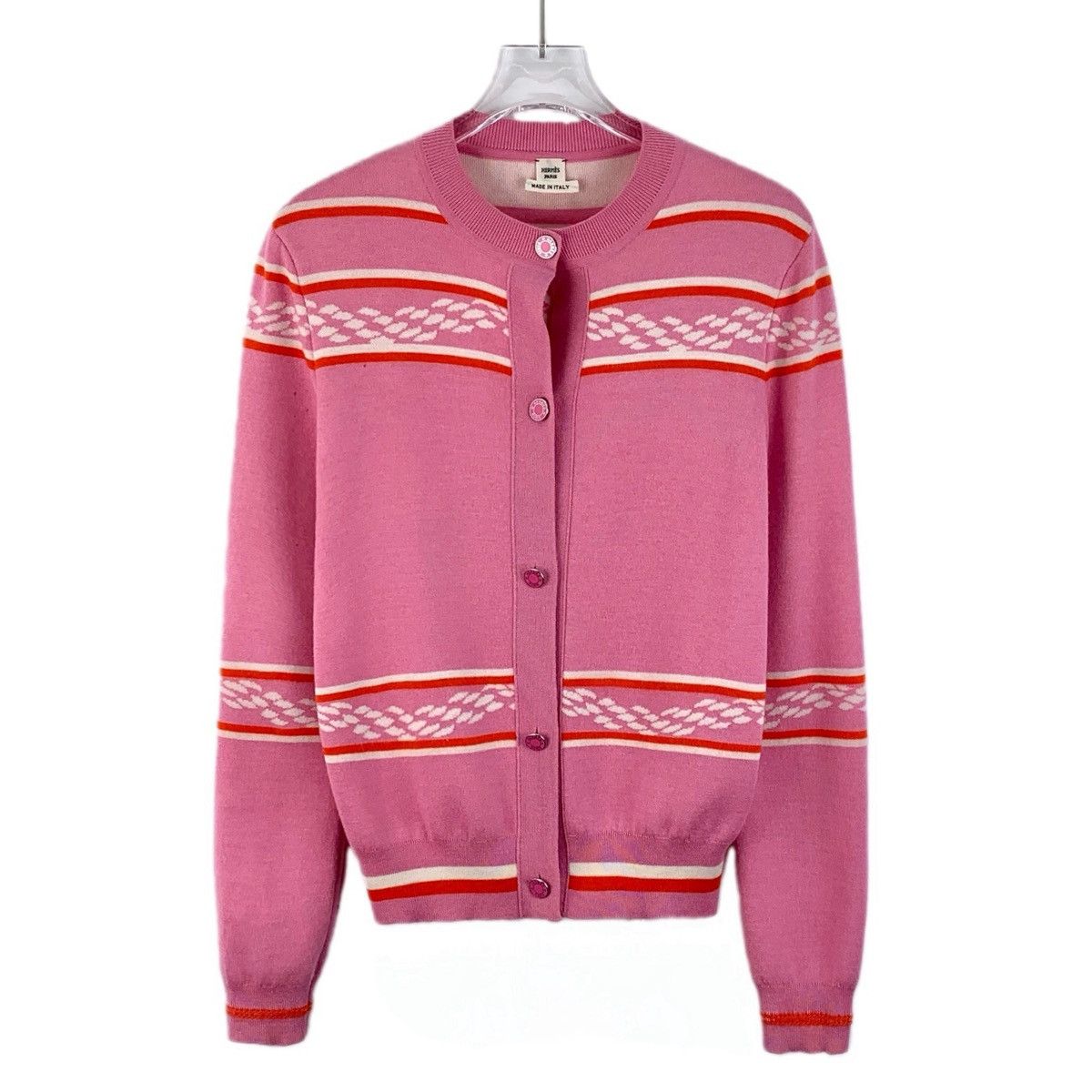 Hermes Hermes Striped Rope Cashmere Long Sleeve Knit Cardigan K26WX Size XXS / US 00 / IT 34 - 1 Thumbnail