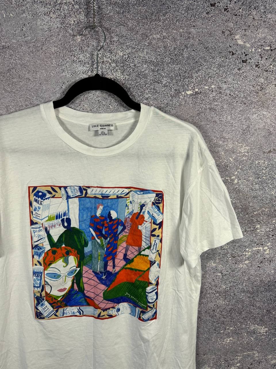 Designer × Japanese Brand × Vintage Lulu Guinness Cartoon Printed White T-Shirt Oldmoney Size L / US 10 / IT 46 - 3 Thumbnail