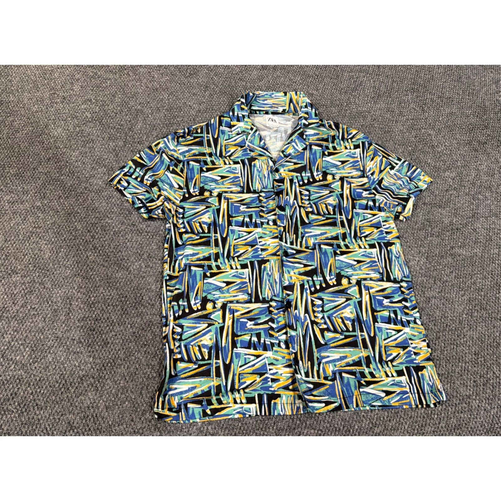 Zara Zara Shirt Mens Large Blue Green Abstract Pattern Button Up Casual Size US L / EU 52-54 / 3 - 2 Thumbnail