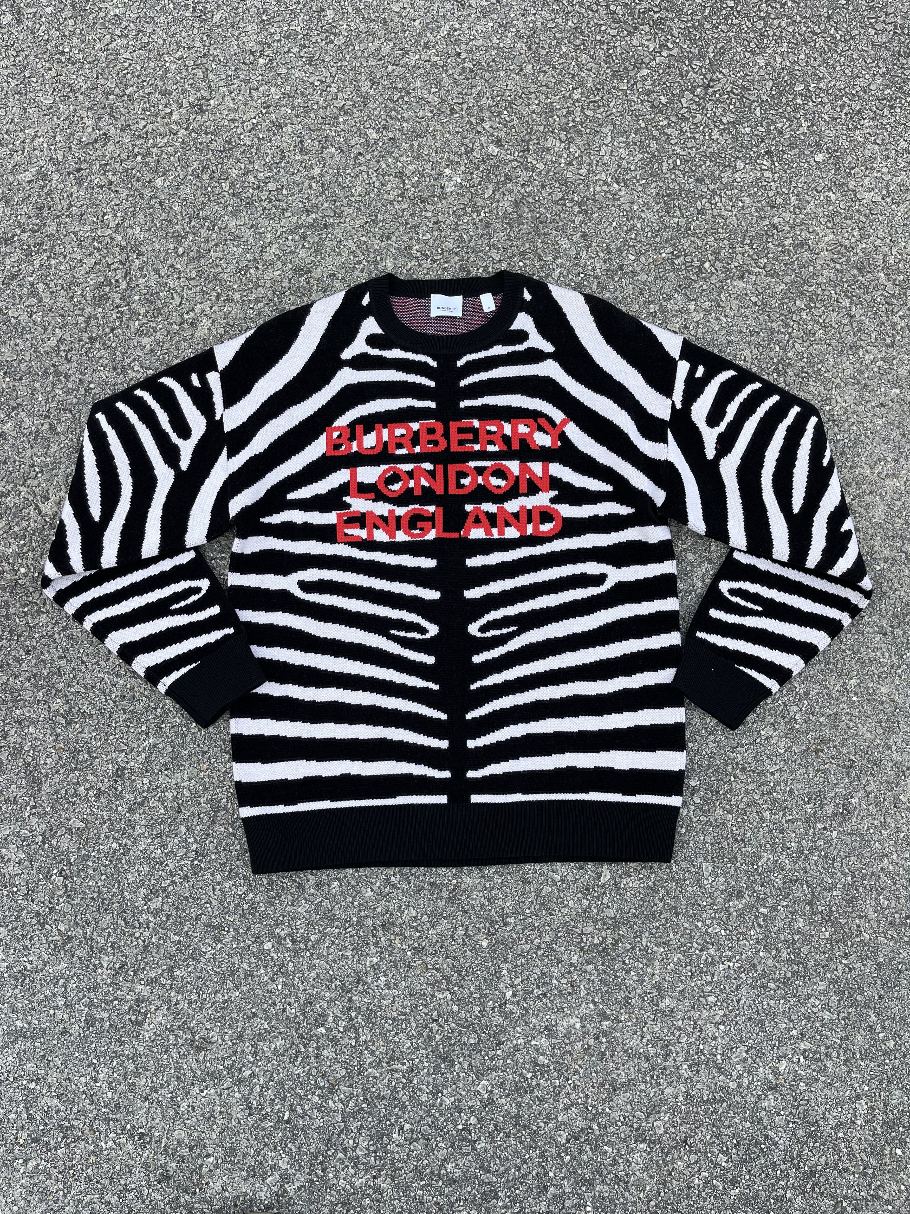 Burberry × Burberry Prorsum Burberry Mens Jennings Zebra Logo Jumper Knit Sweater Size US M / EU 48-50 / 2 - 1 Thumbnail