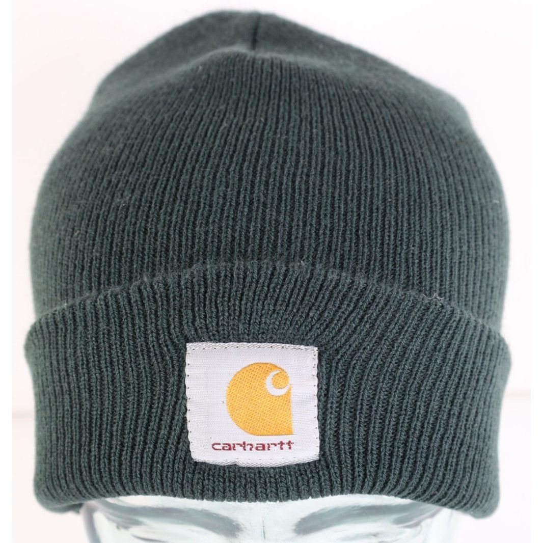 Carhartt Vintage 90s Carhartt Spell Out Ribbed Knit Winter Beanie Hat Size ONE SIZE - 1 Thumbnail