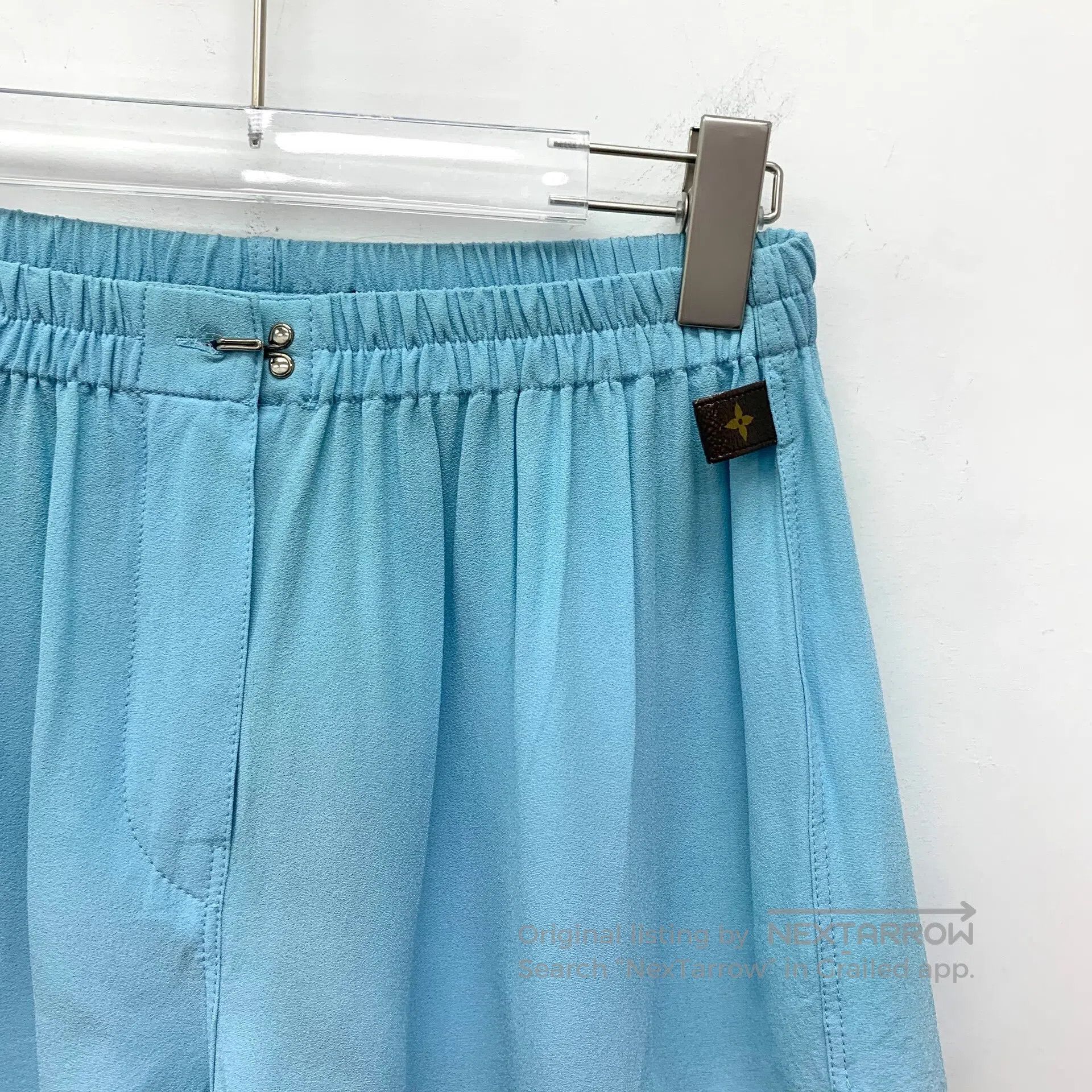 Louis Vuitton Louis Vuitton Blue Logo Leather Label Elastic Waist Casual Size 35" - 3 Thumbnail