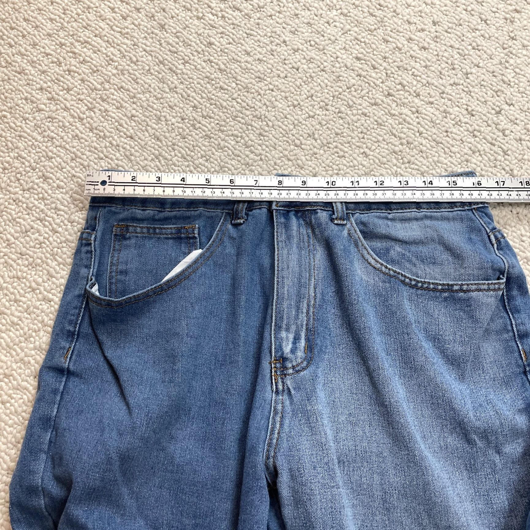 Shein SheIn Jeans Womens XL Blue Denim Medium Wash High Rise Mom 32x26 5-Pocket Design Stretch Size 40" / US 18 - 5 Thumbnail