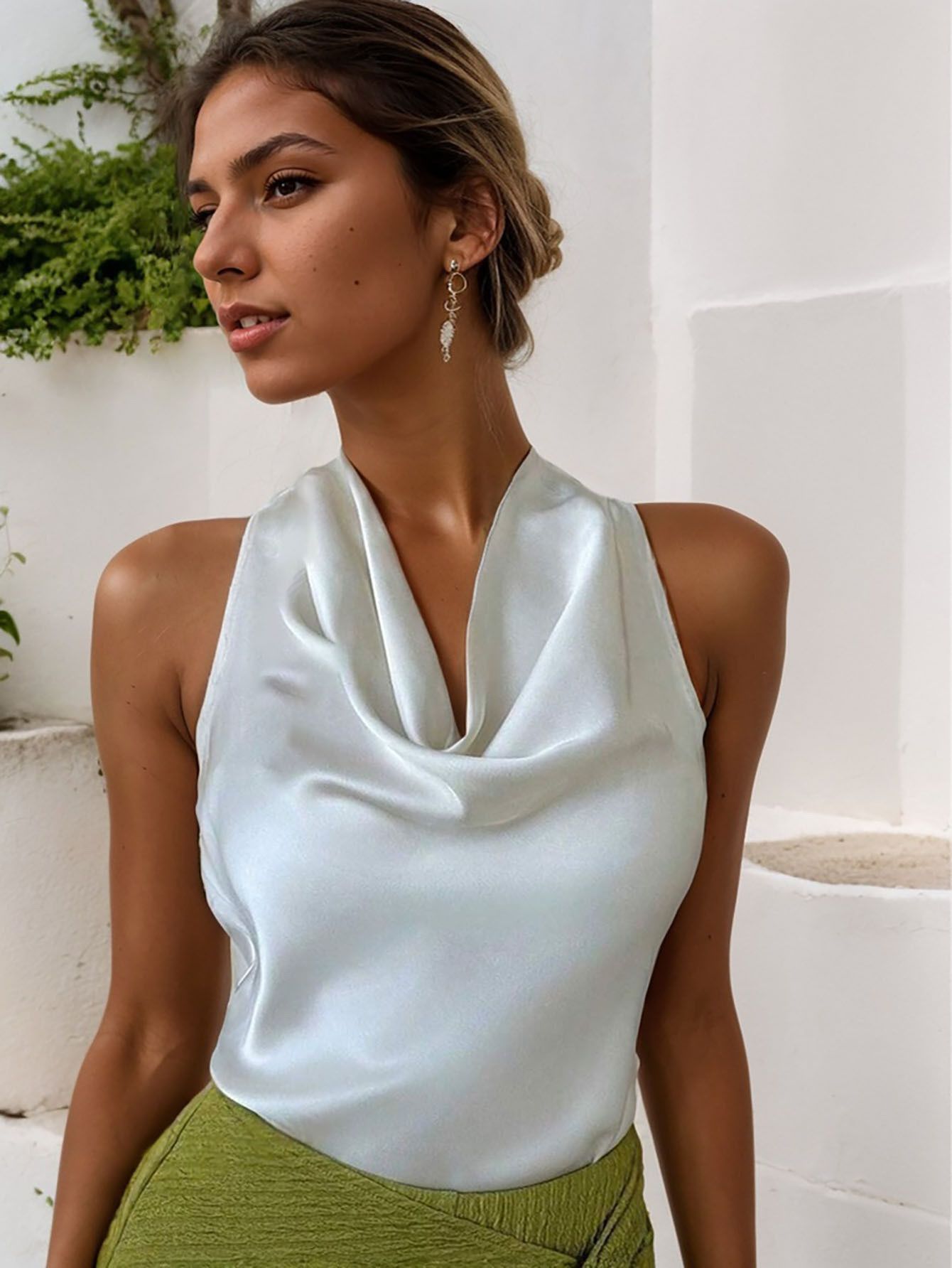 Other Women Swing Collar Sleeveless With Halter Neck Backless Tops Size L / US 10 / IT 46 - 2 Thumbnail