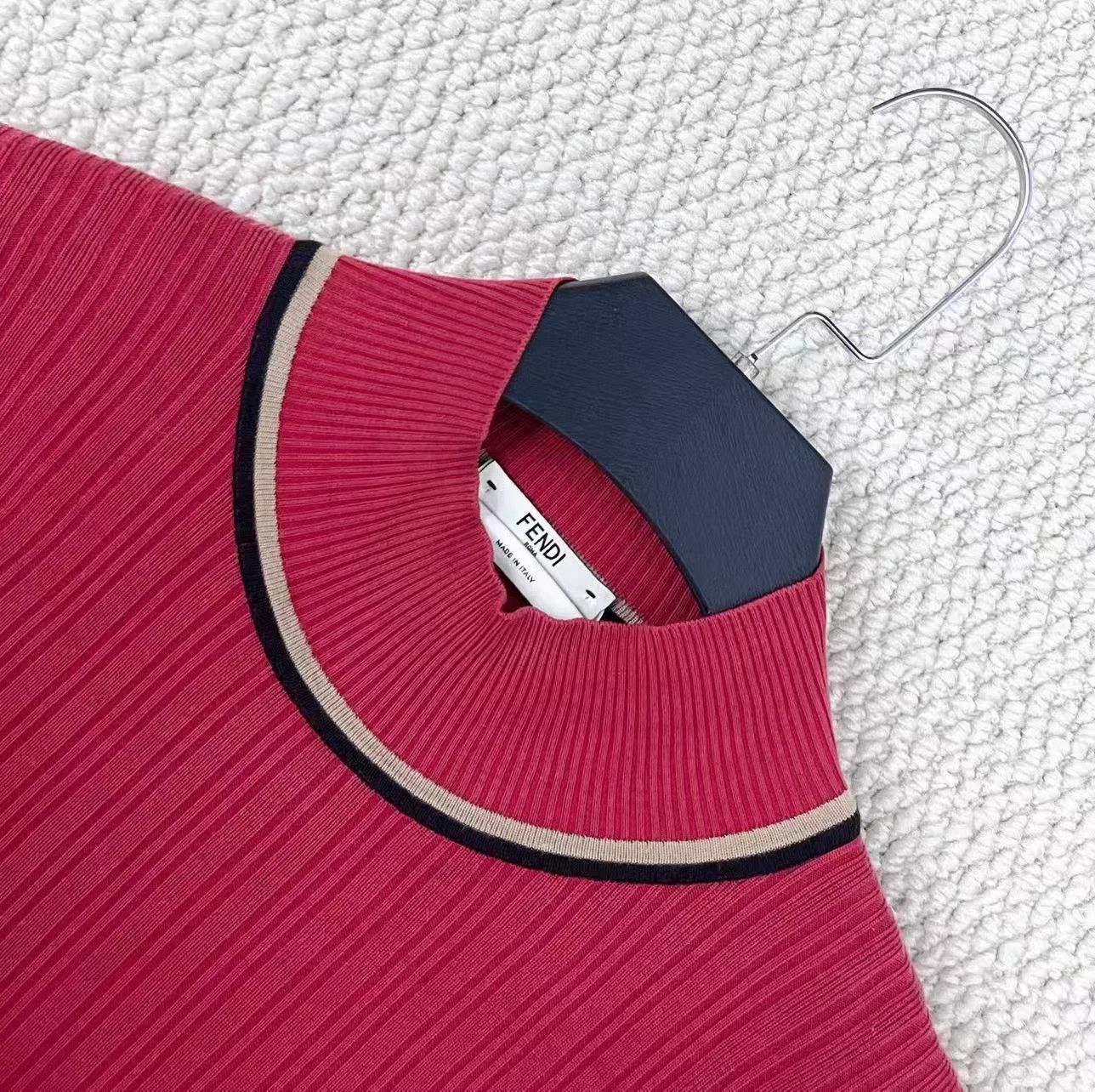 Fendi Fendi red silk stripe hem FF logo knit sweater Size M / US 6-8 / IT 42-44 - 3 Thumbnail