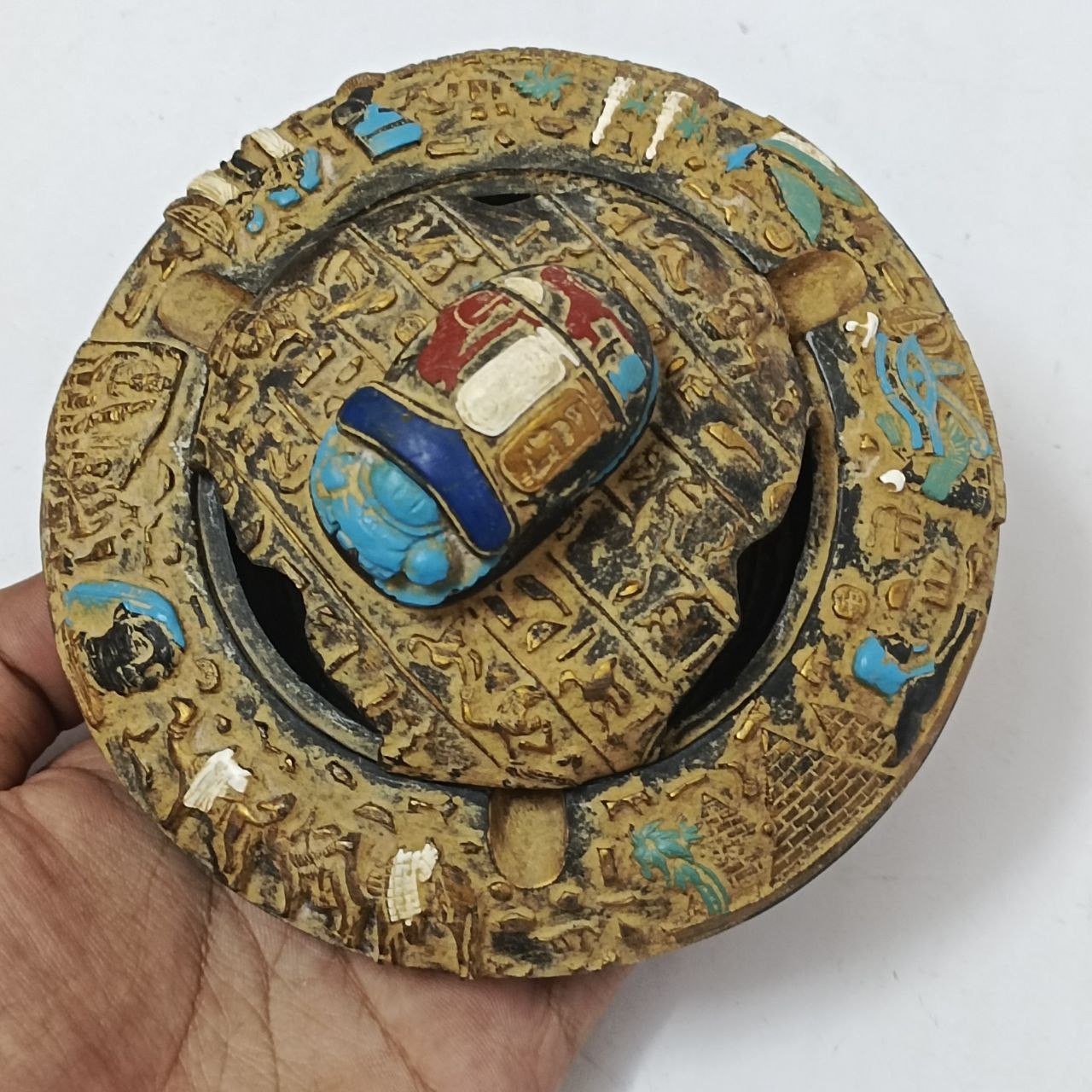 Handmade Egyptian pharaonic ashtray with engraved ancient symbols Size ONE SIZE - 2 Thumbnail