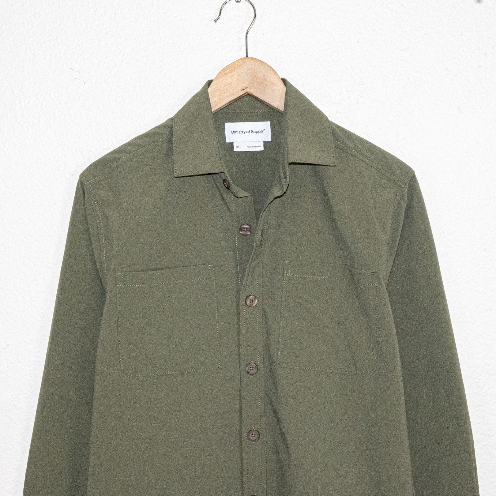 Ministry of Supply XS Pace Poplin Overshirt in Olive Green