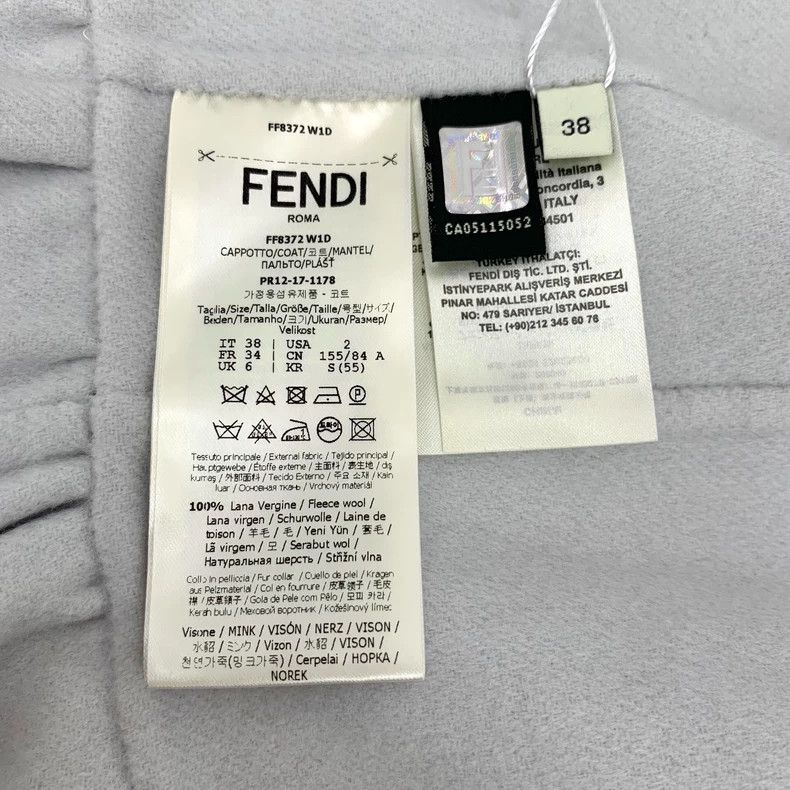 Fendi FENDI Light blue wool collar single-breasted long-sleeve c Size XXS / US 00 / IT 34 - 7 Thumbnail