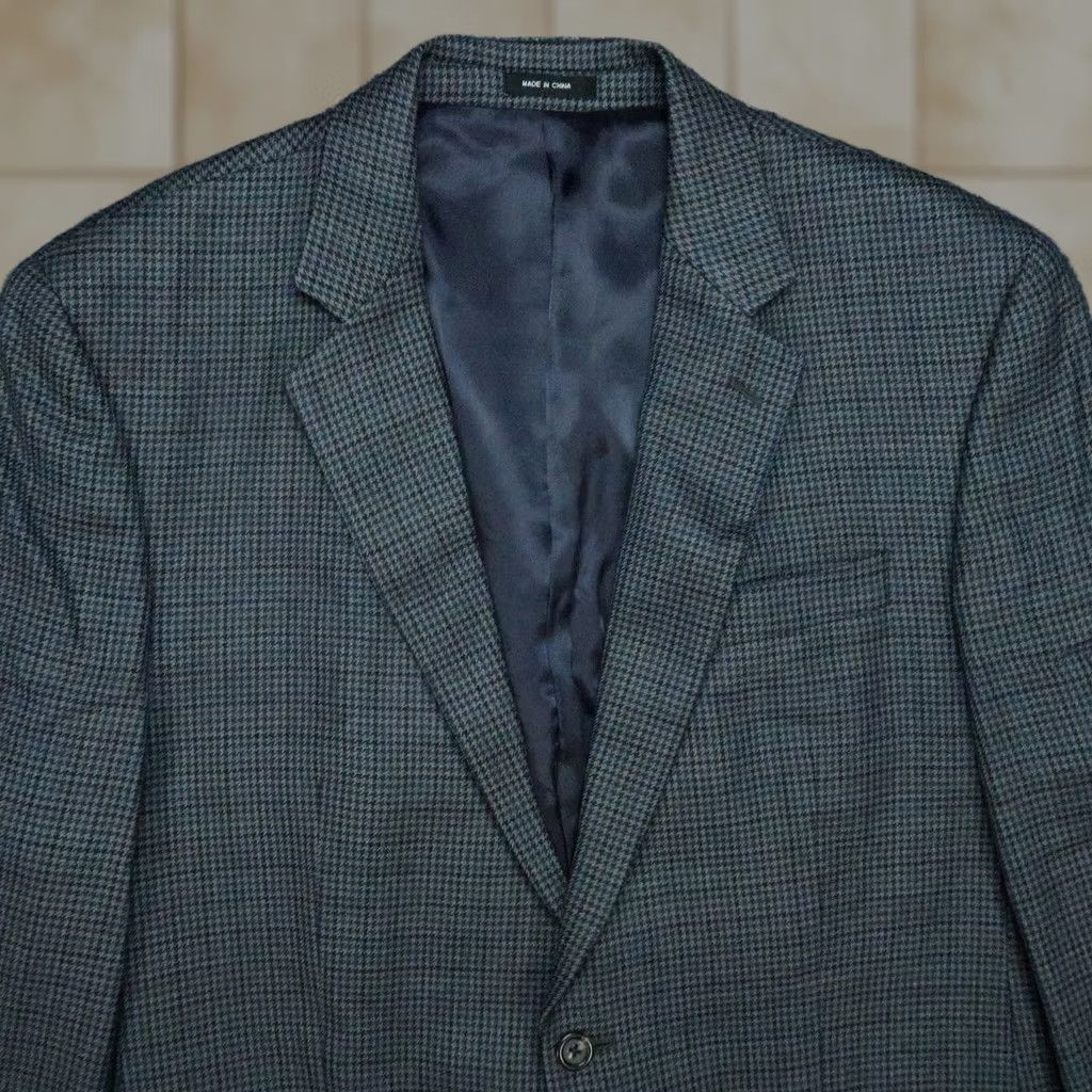 Ralph Lauren VINTAGE Lauren Ralph Lauren Blazer Mens 44L Gray Blue Houndstooth Wool LRL Sport Coat Size 44R - 1 Thumbnail
