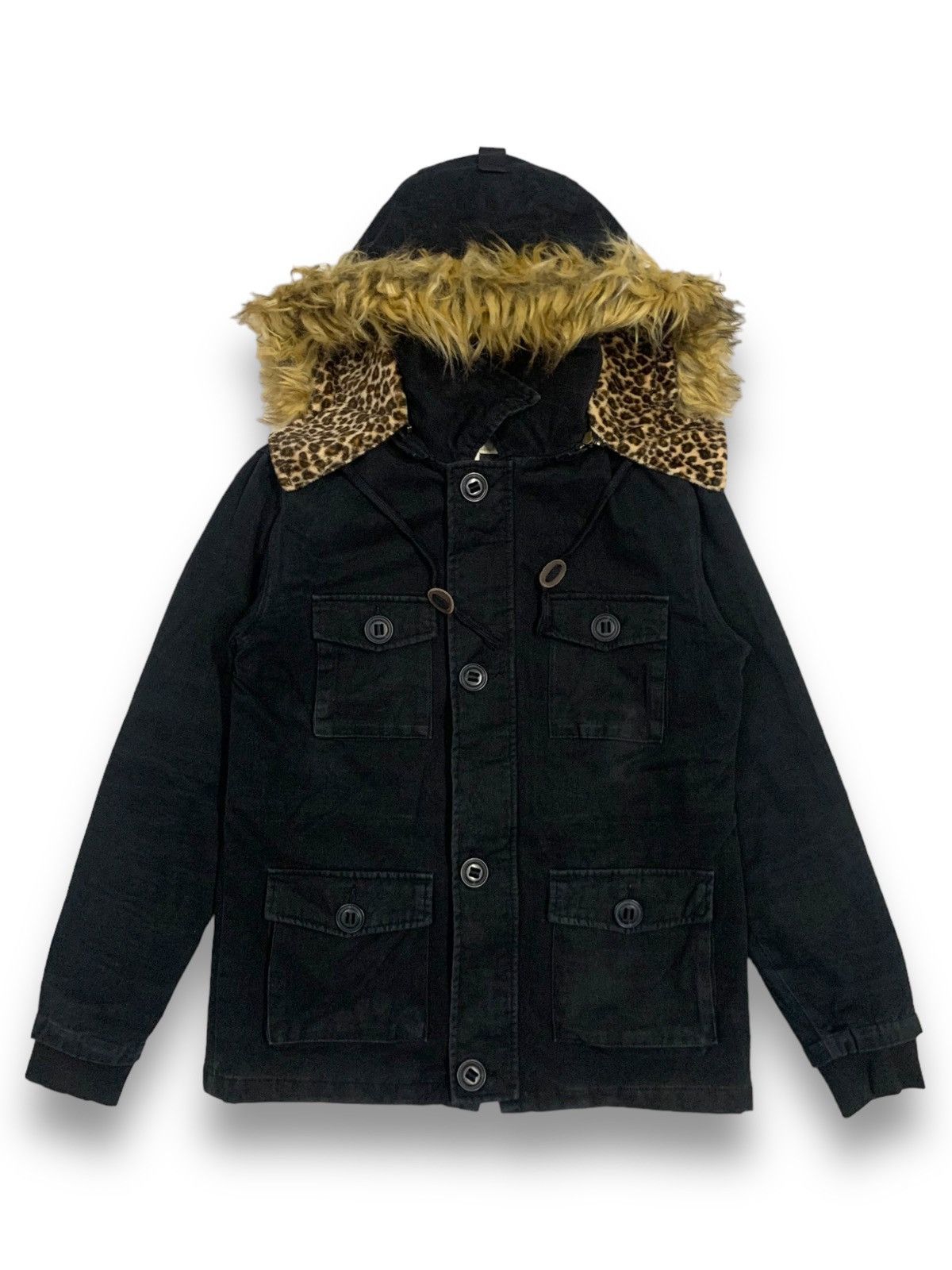14th Addiction Japanese Black Thread Multipockets Faux Fur Leopard Jacket Size US M / EU 48-50 / 2 - 1 Thumbnail