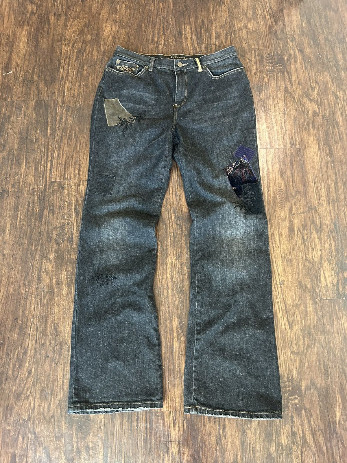 Lauren Ralph Lauren Lauren Ralph Lauren Patch Work Embroidered Bootcut Jeans Size 30" / US 8 / IT 44 - 1 Thumbnail