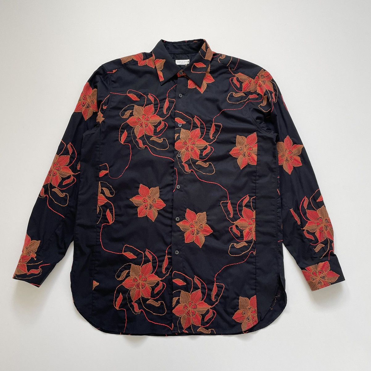 Dries Van Noten A/W 17 ‘Flower Embroidered’ Black Shirt Size US M / EU 48-50 / 2 - 2 Thumbnail