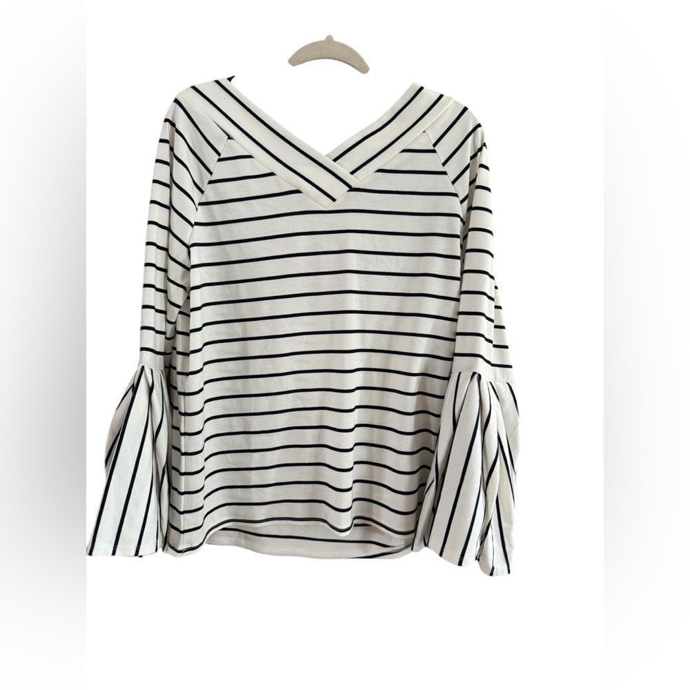 Other NWT Gibson,latimer size, large V-neck striped blue white Size L / US 10 / IT 46 - 3 Thumbnail