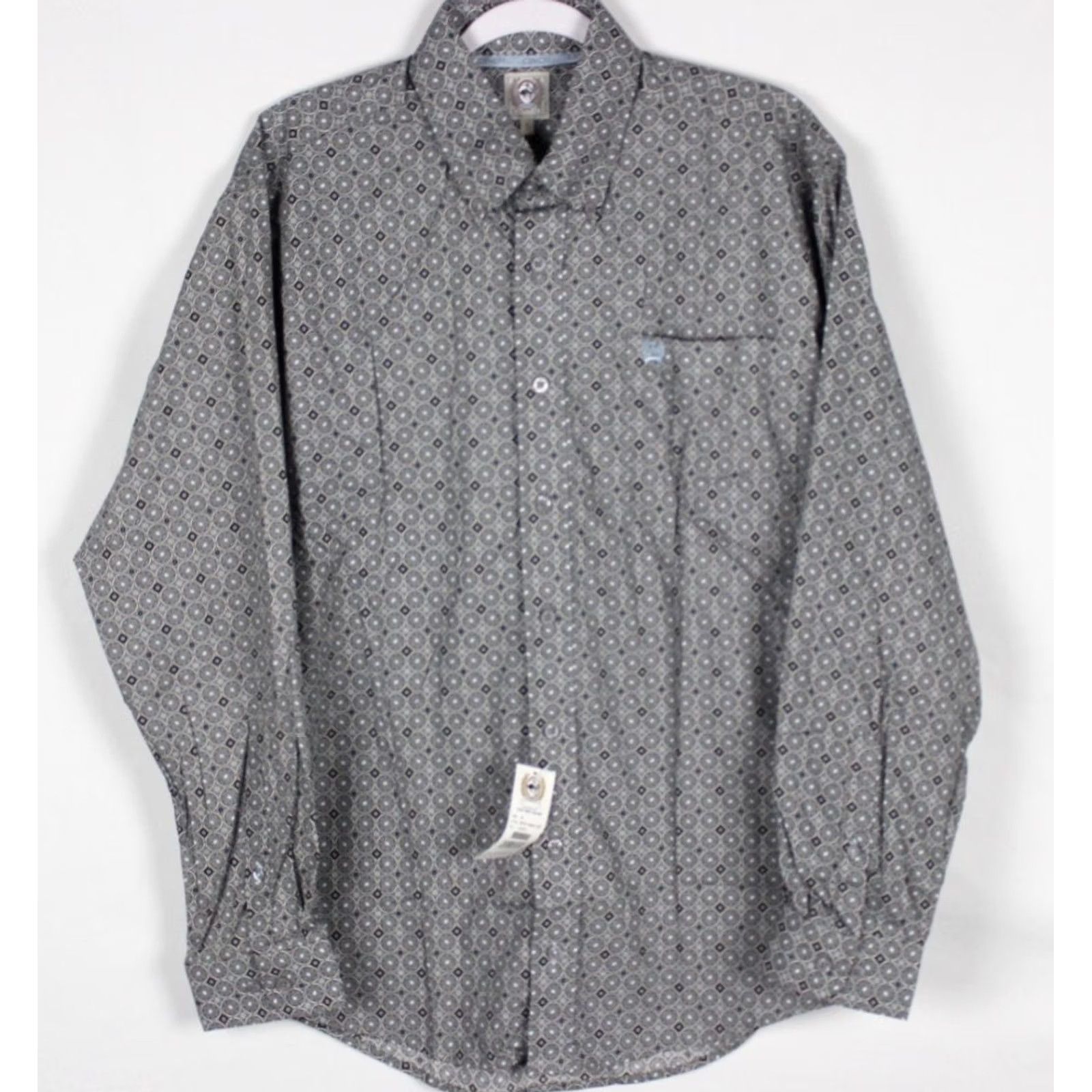 Vintage Cinch Men's Classic Fit Button Down Western Shirt Long Sleeve Gray Geo Print Size US S / EU 44-46 / 1 - 5 Thumbnail