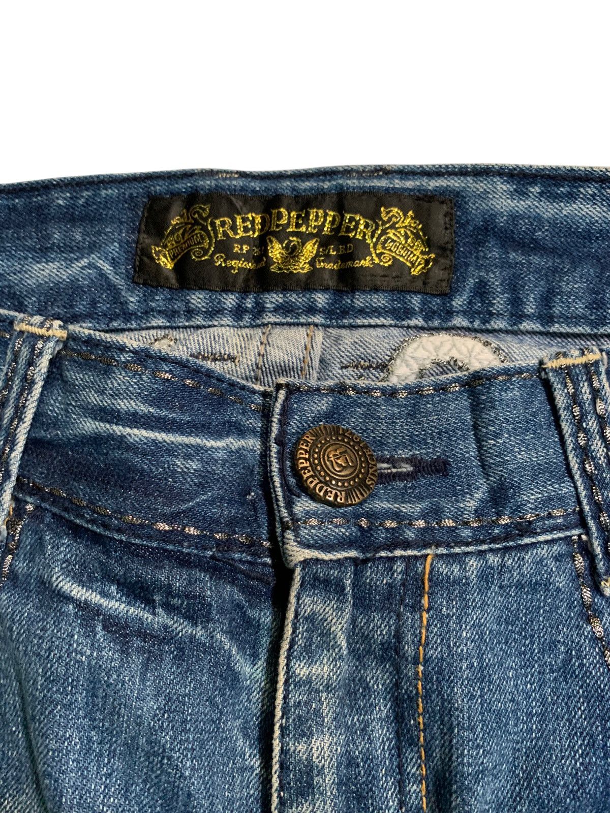 Tornado Mart RED PEPPER PUNK FADED & RUSTY JAPANESE DISTRESSED DENIM Size US 34 / EU 50 - 14 Thumbnail