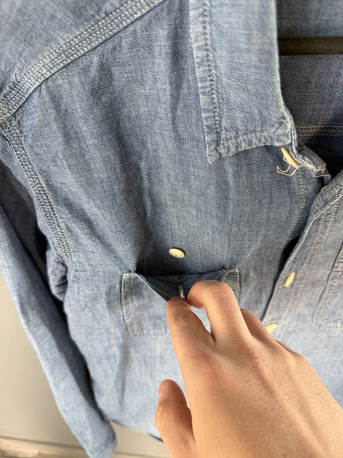 Carhartt VINTAGE Carhartt Shirt Denim Western Pearl Blue 90s Workwear Size US M / EU 48-50 / 2 - 7 Thumbnail