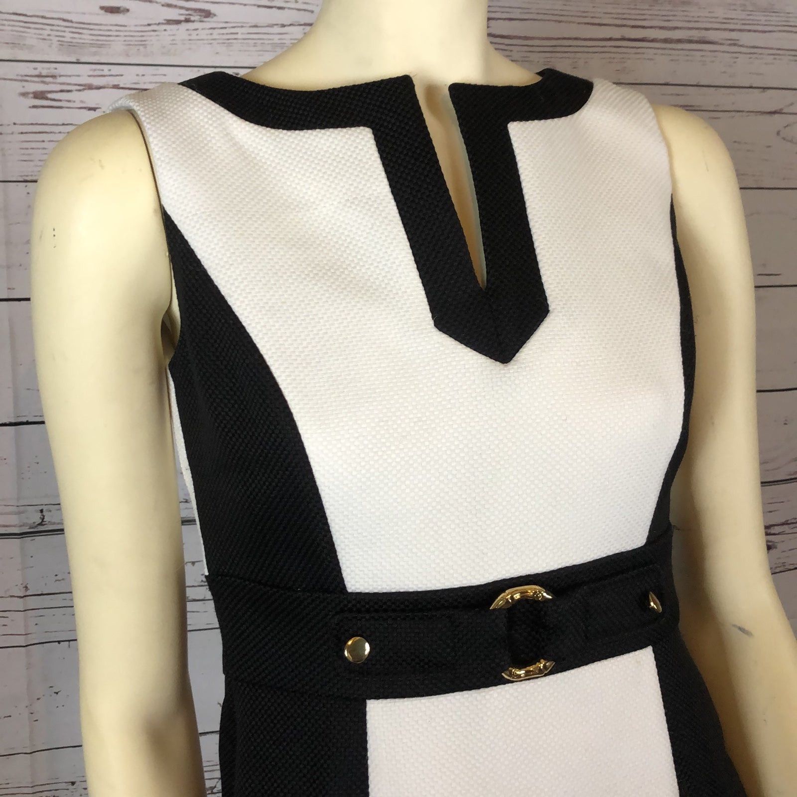 Elie Tahari Tahari Arthur S. Levine Black & White Houndstooth Dress 2 Size XS / US 0-2 / IT 36-38 - 4 Thumbnail