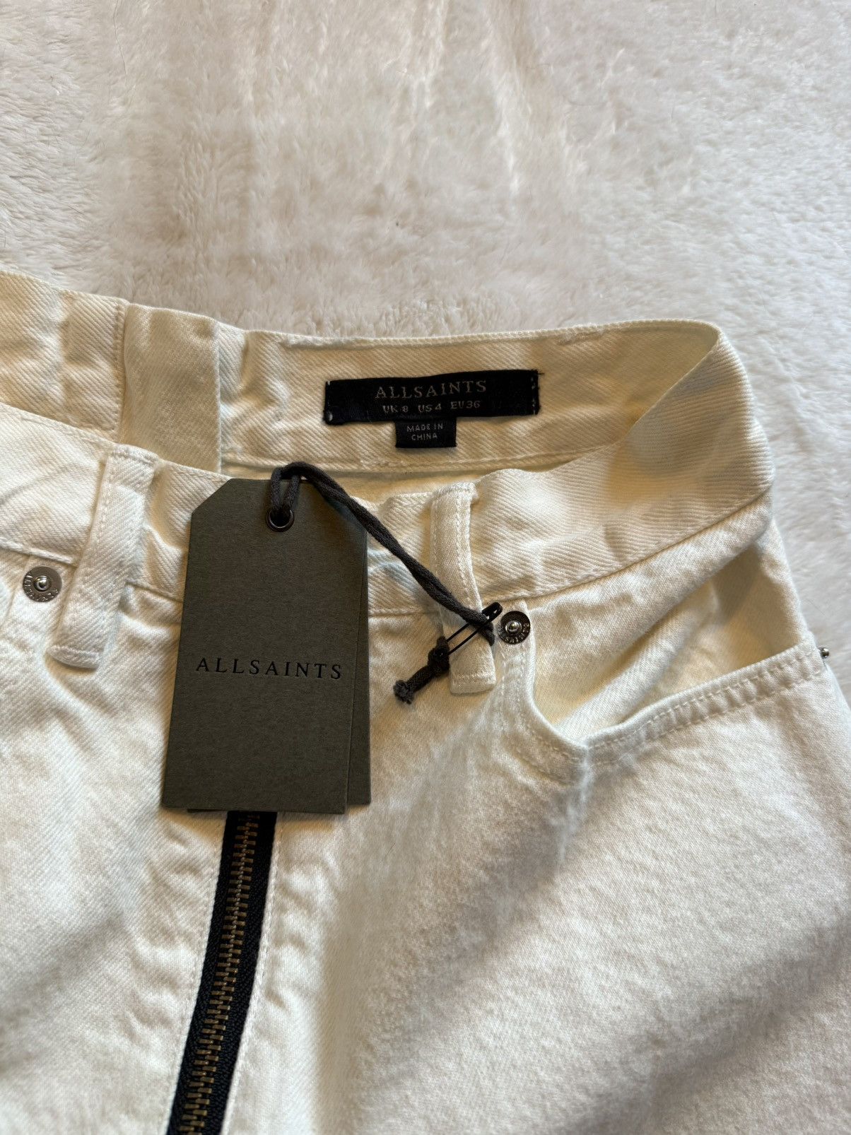 Allsaints NWT All Saints White Denim Zipper Mid Waist Skirt Size 4 Size 27" / US 4 / IT 40 - 5 Thumbnail