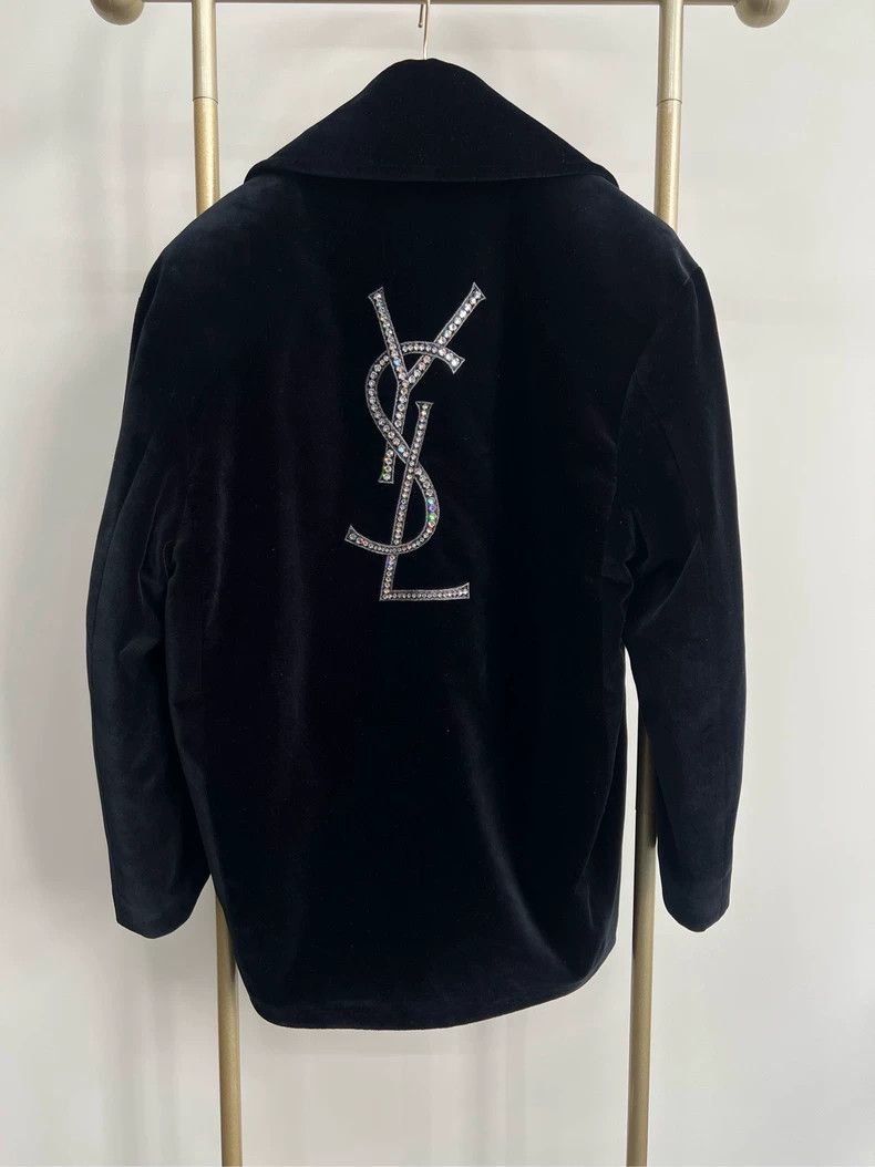 Saint Laurent Paris Saint Laurent Paris size os Rhinestone Logo Velvet Coat 25 Size US M / EU 48-50 / 2 - 1 Thumbnail