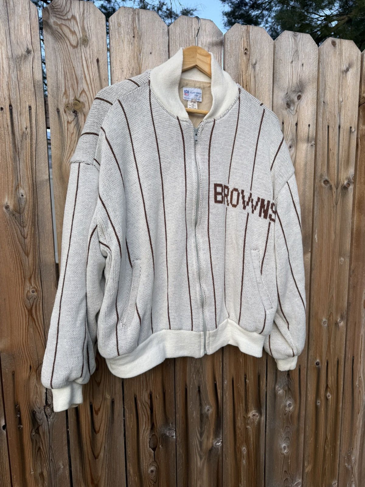 NFL Vintage Cleveland Browns Cliff Engle Football Knit Zip Large Size US L / EU 52-54 / 3 - 2 Thumbnail