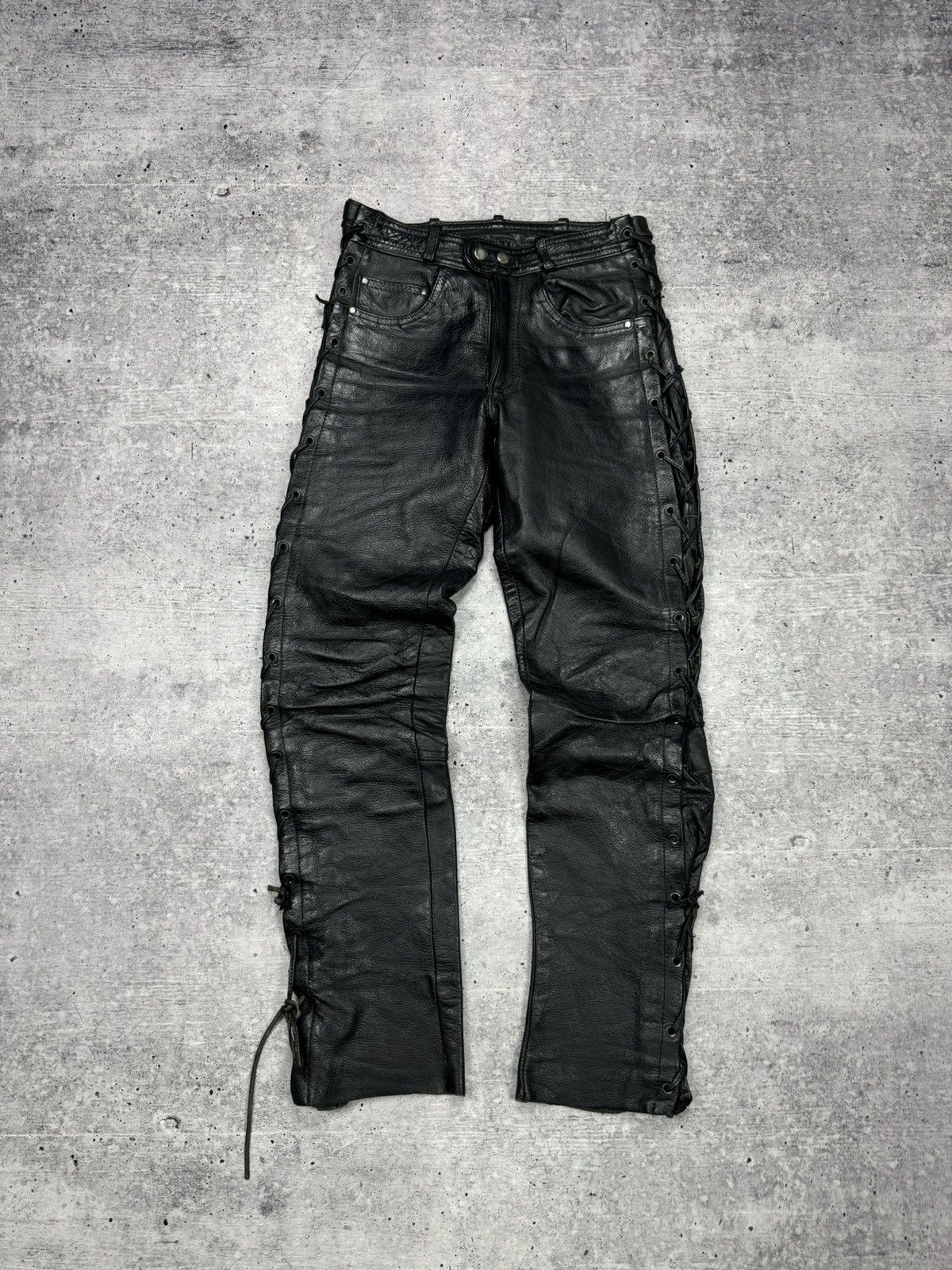 Genuine Leather × Vintage Vintage 90’s Y2K Style Casual Cowboy Genuine Leather Pants Size US 28 / EU 44 - 1 Thumbnail