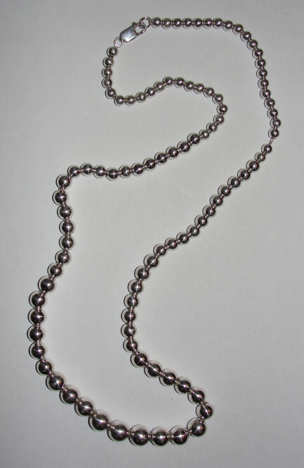 Designer Shiny Sterling Silver Graduated Ball Bead Necklace Size ONE SIZE - 5 Thumbnail