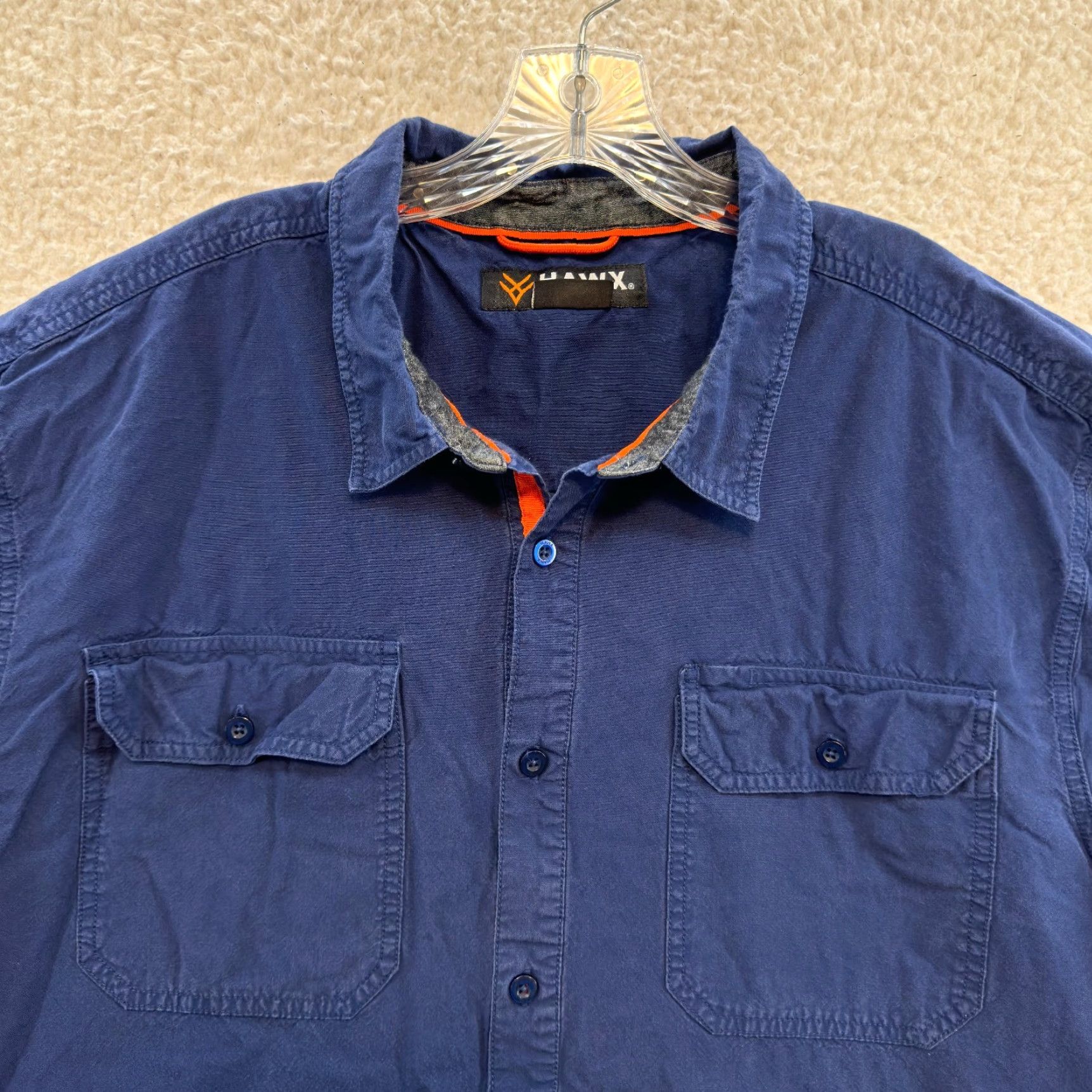 Vintage Hawx Button Shirt 2XL Mens Navy Blue Short Sleeve Workwear Utility Shirt Size US XXL / EU 58 / 5 - 3 Thumbnail