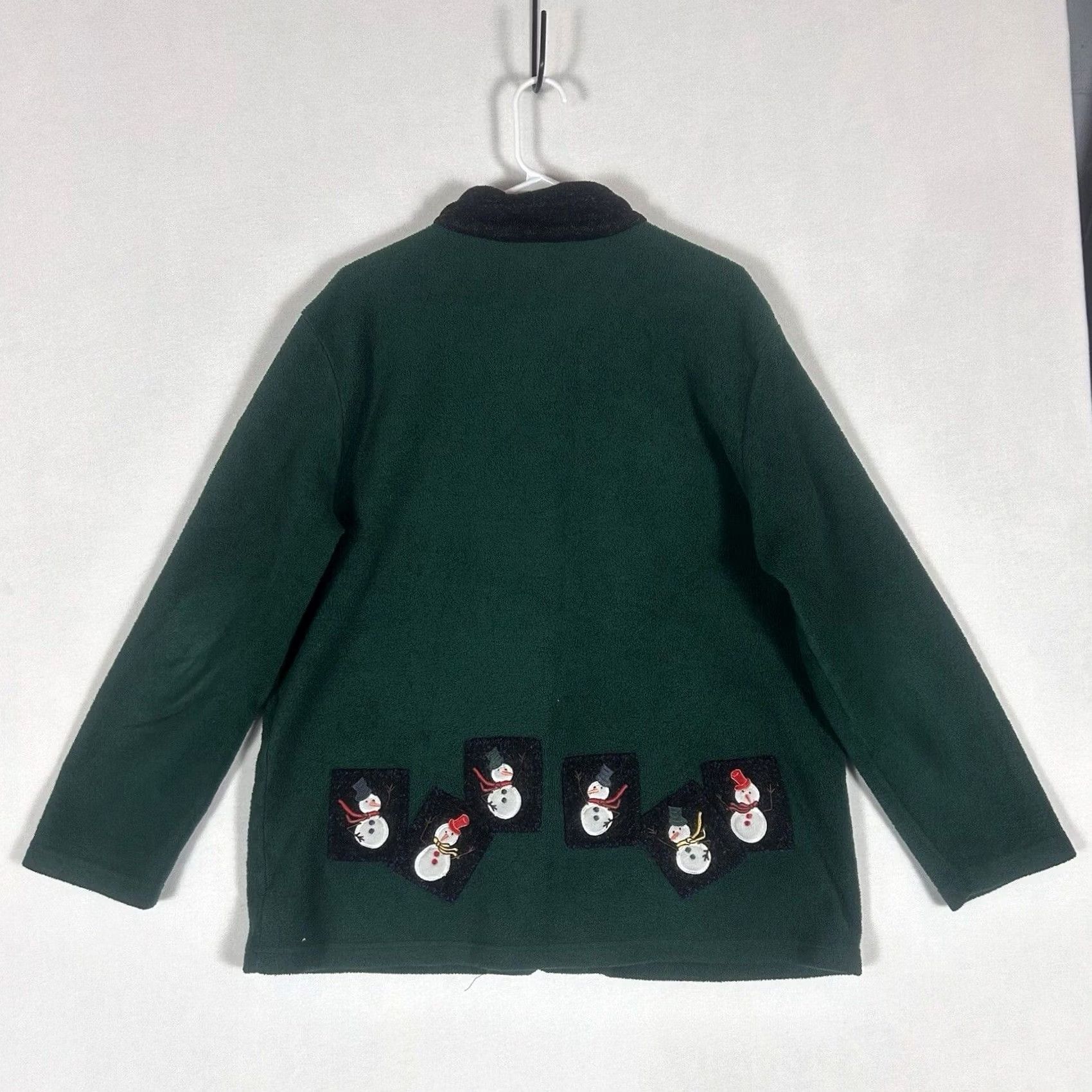 Vintage Baxter Wells Womens Large Christmas Ugly Fleece Jacket Snowman Button Up Collar Size L / US 10 / IT 46 - 4 Thumbnail