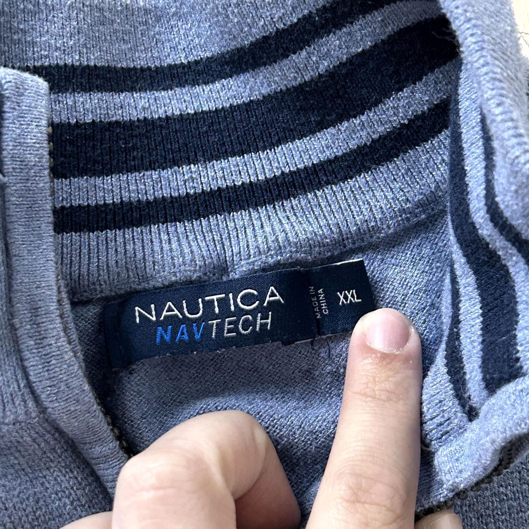 Nautica Nautica Sweater Mens 2XL Blue 1/4 Zip Mock Neck Navtech Knit Pullover Logo Size US XXL / EU 58 / 5 - 2 Thumbnail