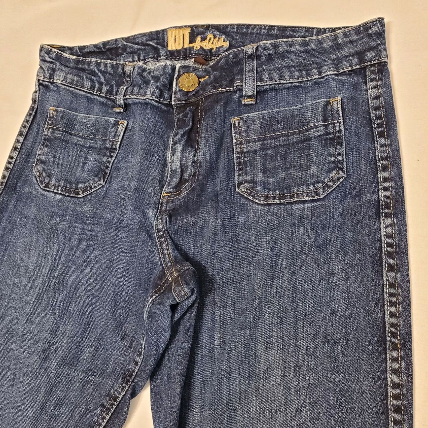 Vintage Kut From The Kloth Jeans Sz 10 Flare Leg Front Pocket Low Rise Hippie Festival Size 32" / US 10 / IT 46 - 4 Thumbnail