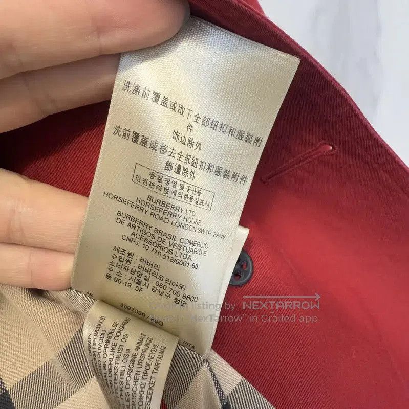 Burberry Burberry Red Cotton Striped Trench Coat. Size S / US 4 / IT 40 - 3 Thumbnail