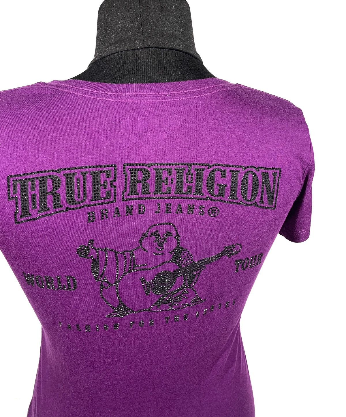 Japanese Brand × True Religion True Religion Women T Shirt V Neck Purple Rhinestone Logo Size L / US 10 / IT 46 - 6 Thumbnail