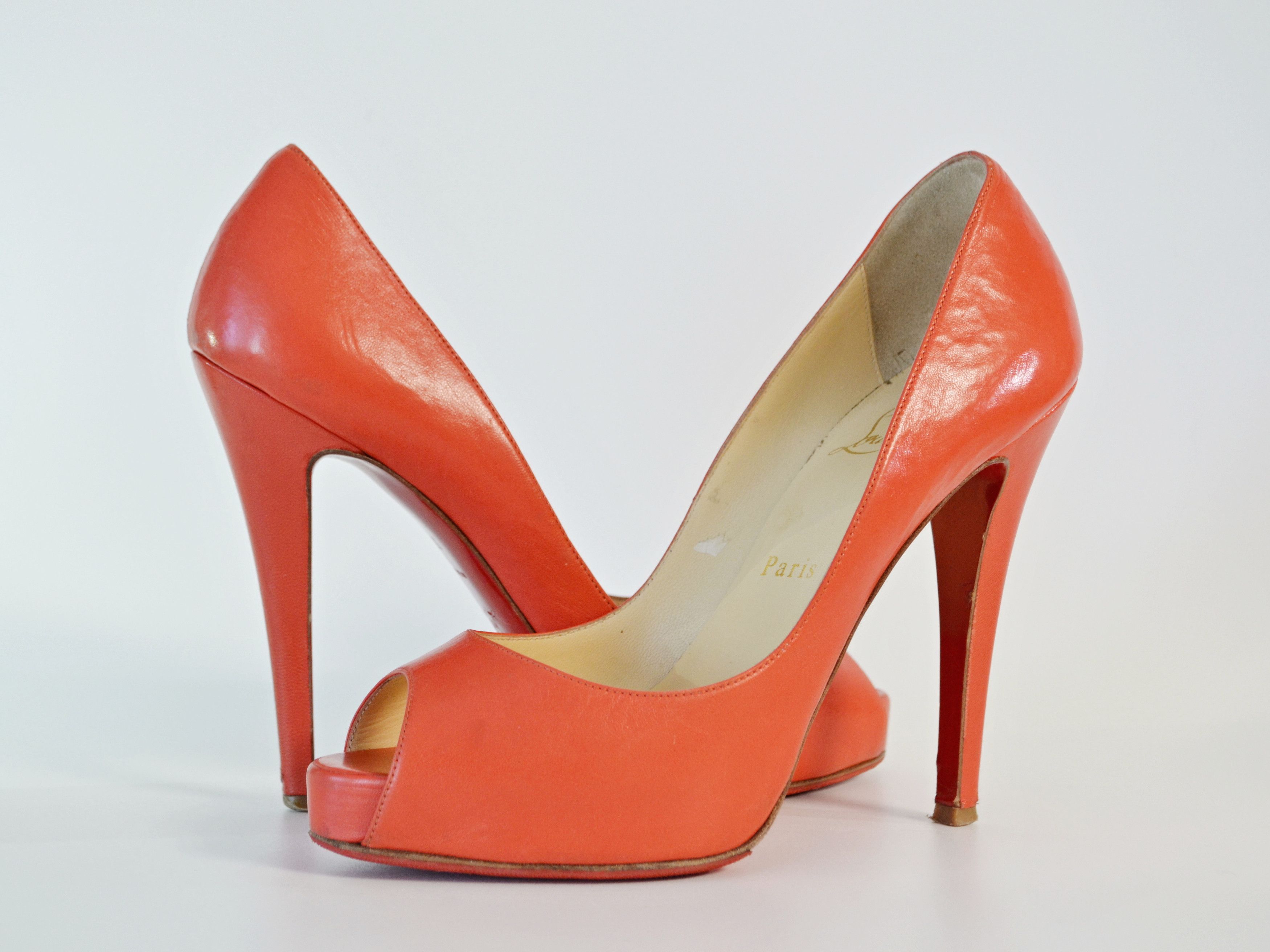 Christian Louboutin Christian Louboutin Red Leather Peep Toe Pumps 37 Size US 6 / IT 36 - 4 Thumbnail