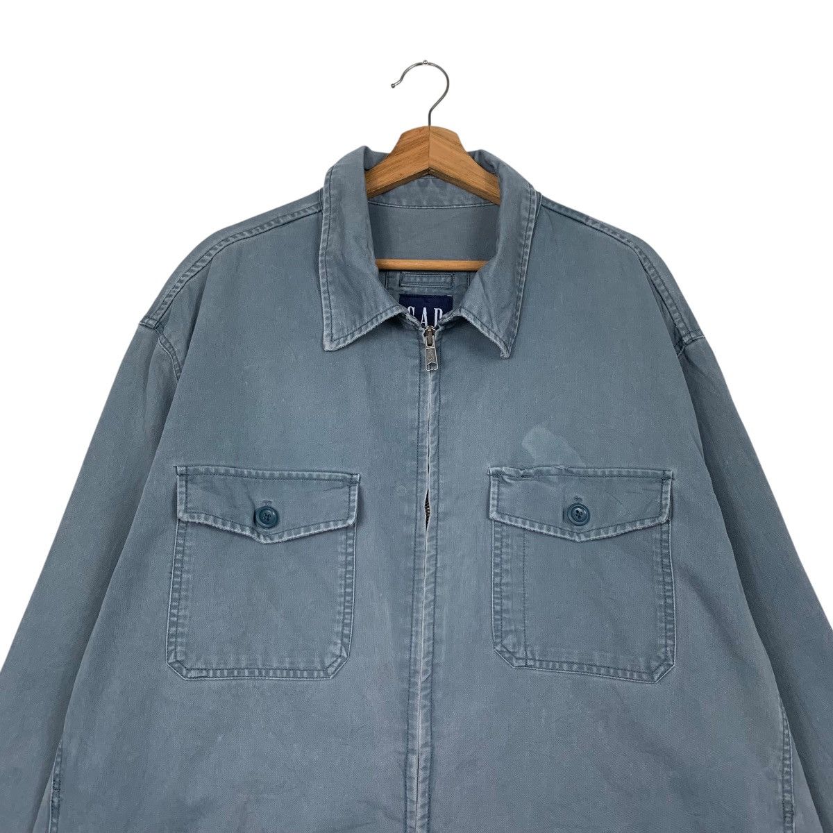 Gap Y2K GAP Workwear Blue Washed Flannel Jacket #2264-C100 Size US XXL / EU 58 / 5 - 2 Thumbnail