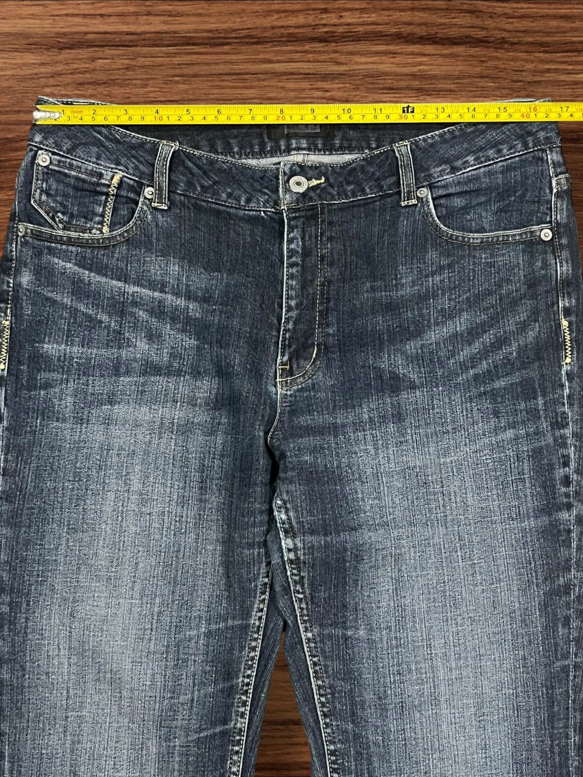 Japanese Brand Vintage Japanese Brand Blue Washed Distressed Flare Jeans Size 33" - 12 Thumbnail