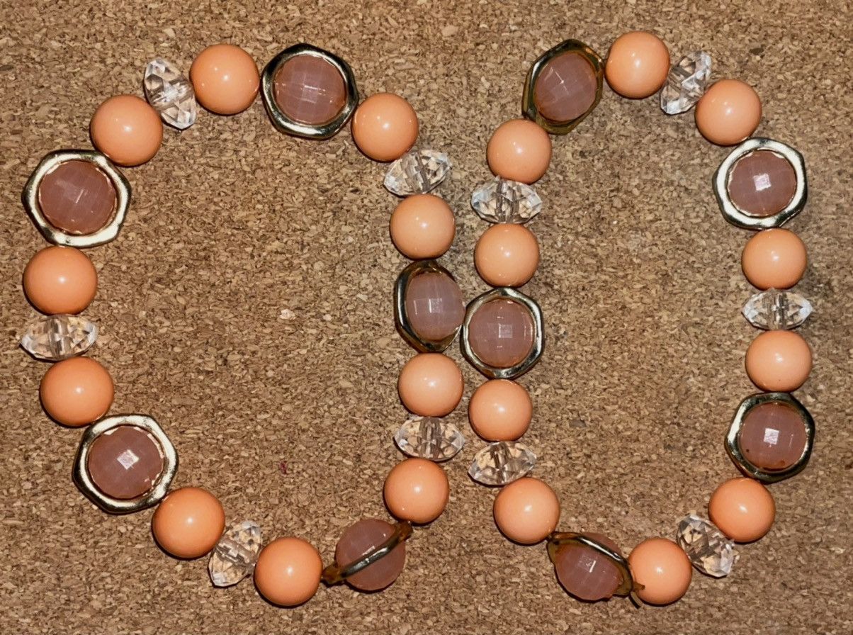 Vintage Vintage 1970 Peach Bellini Coral Bracelet Set Size ONE SIZE - 7 Thumbnail