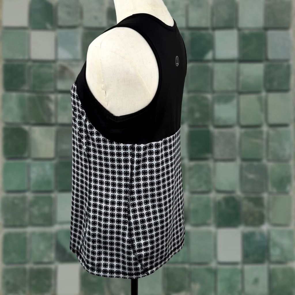 Lands' End Lands' End Active Tank Top S Black Geometric Racerback Sleeveless Pullover Size S / US 4 / IT 40 - 1 Thumbnail