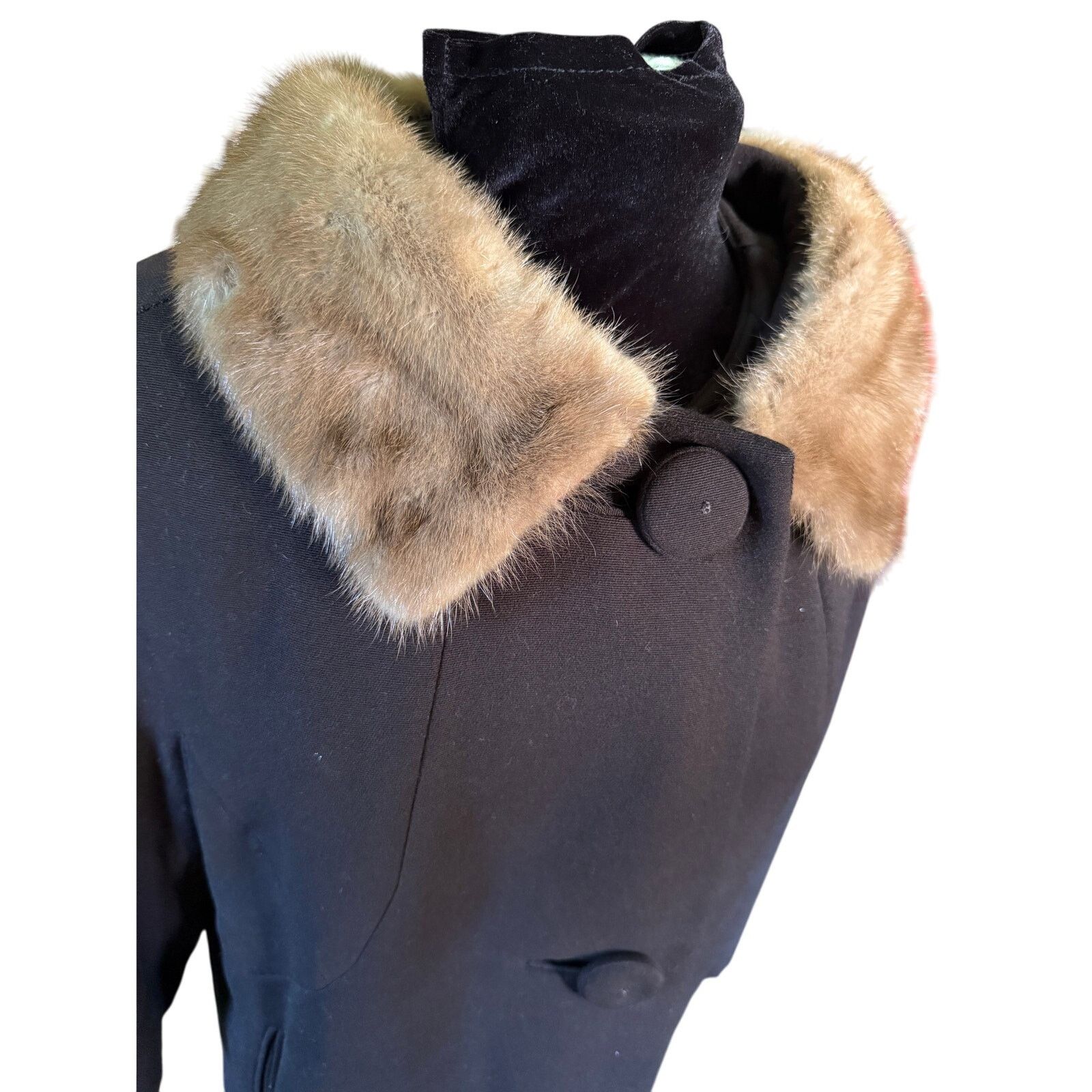 Vintage Vintage 60’s Union Made Black Brown Mink Fur Collar Coat Med Size M / US 6-8 / IT 42-44 - 8 Thumbnail