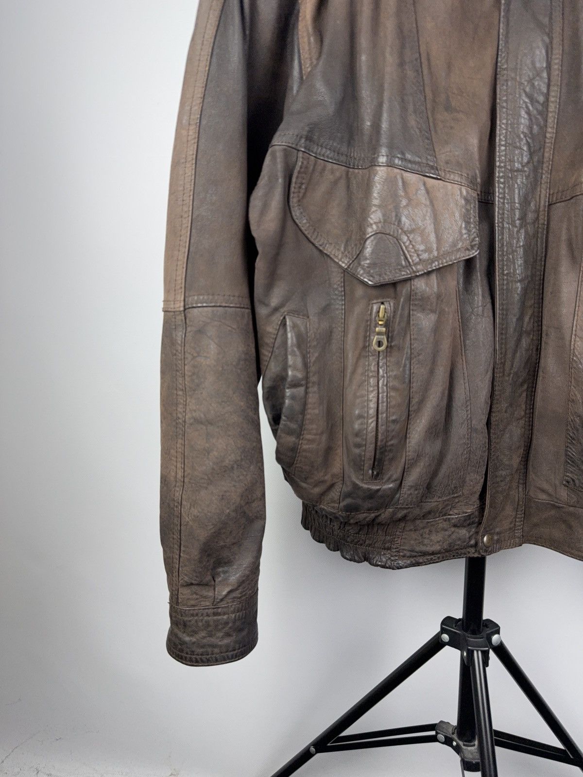 Leather Vintage Genuine Leather MOTO Bomber Jacket Rock Punk Rick Size US L / EU 52-54 / 3 - 3 Thumbnail
