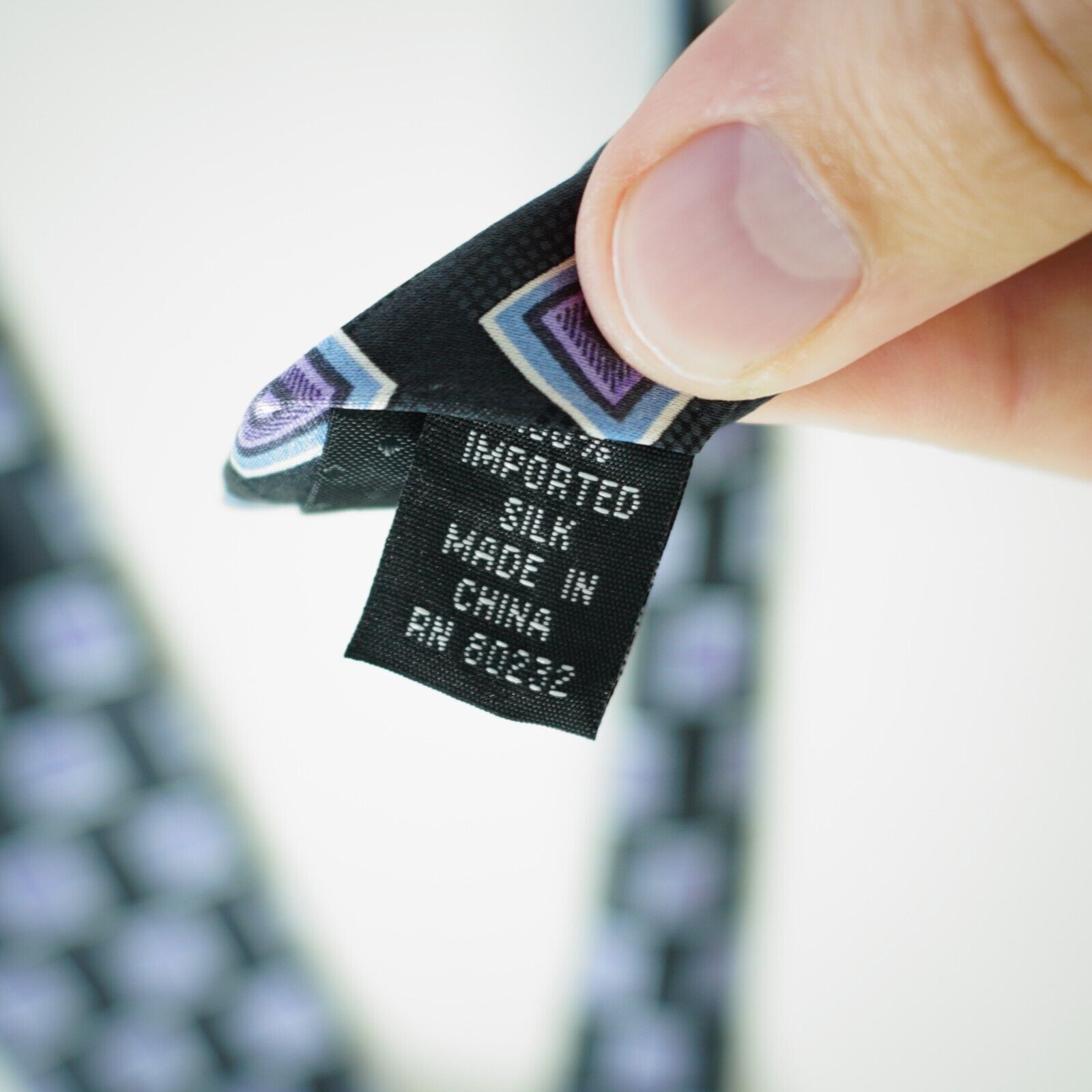 Vintage Stegg Boy's Black Purple Geometric Print Silk Tie Size ONE SIZE - 4 Thumbnail