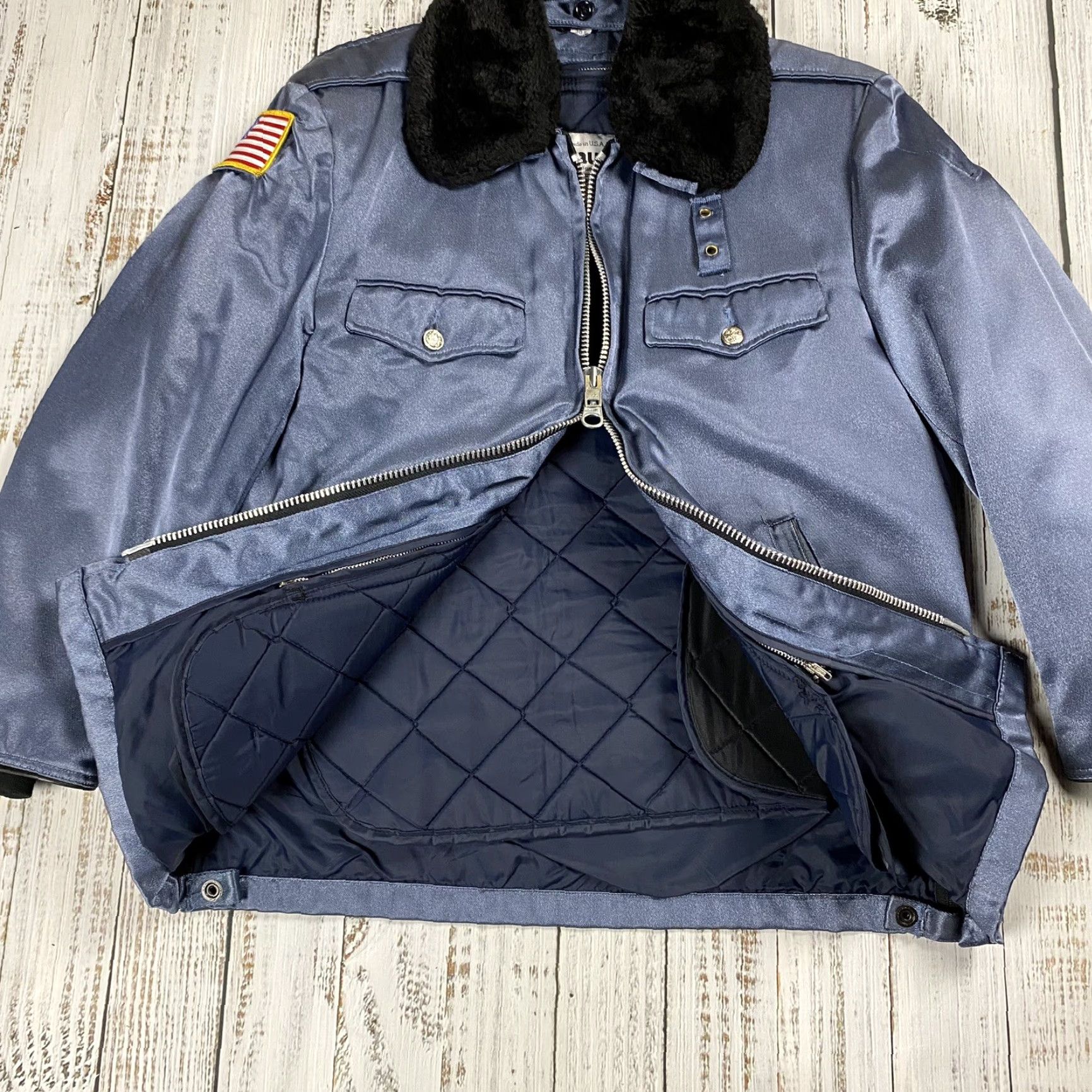 Vintage VINTAGE Blauer POLICE WINTER JACKET Short Navy Blue 90s Workwear Zip Full Zip Fur Collar Button NYPD Mens 36S Size US XXS / EU 40 - 4 Thumbnail