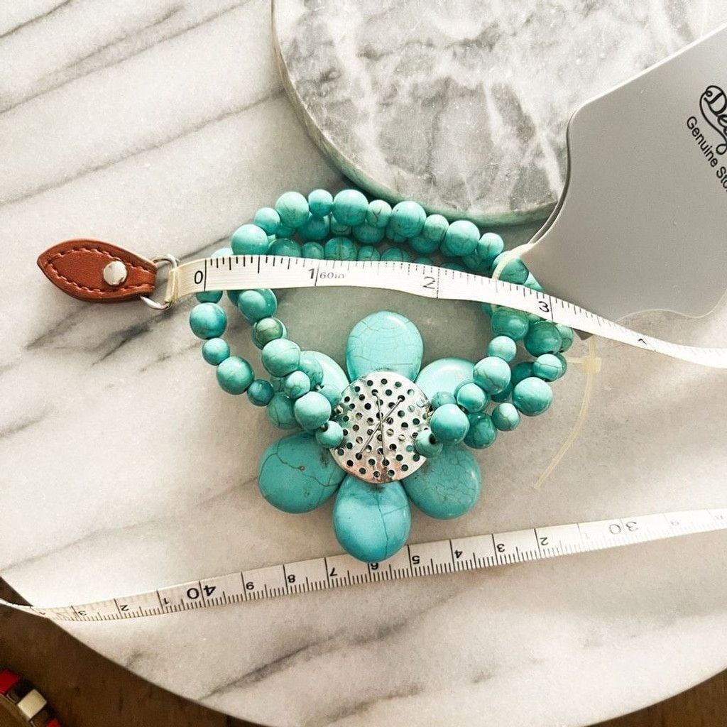 Jewelry Desiree Genuine Stone Dyed Turquoise Flower Bracelet Beaded Size ONE SIZE - 8 Thumbnail