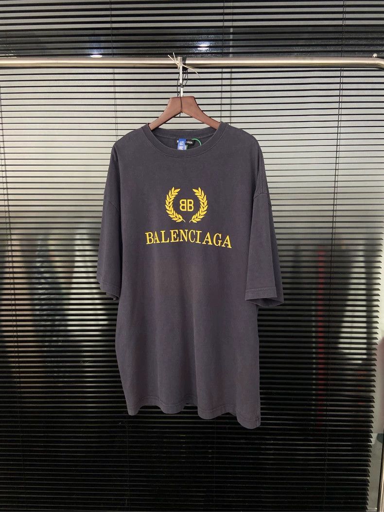 Balenciaga Balenciaga Wheat Ear and Letter Logo Navy Blue Short Sleev Size US S / EU 44-46 / 1 - 1 Thumbnail